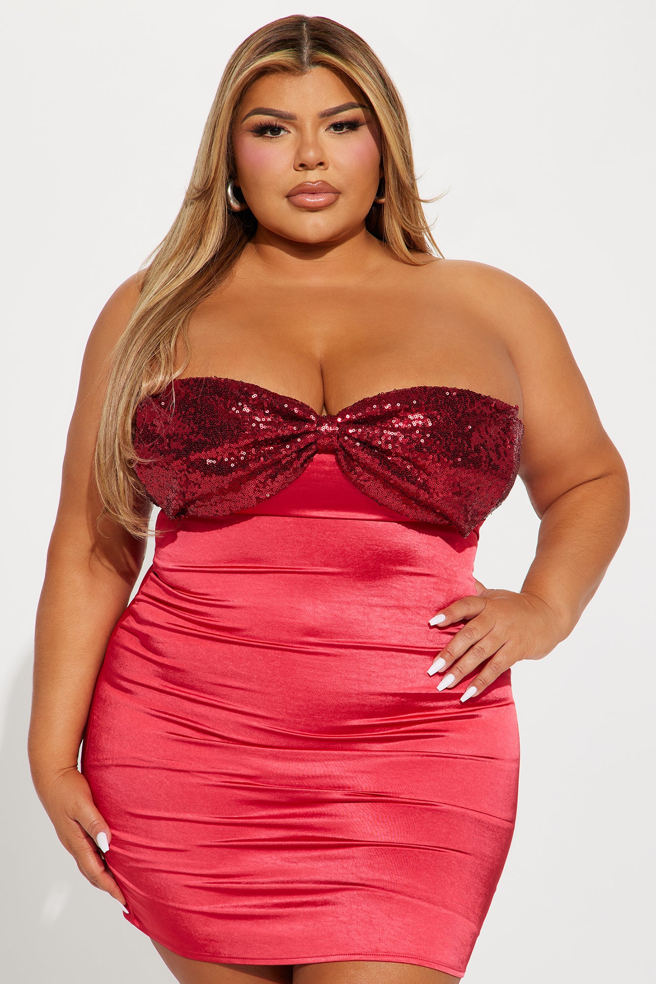 Serena Satin Mini Dress - Red - Image 5