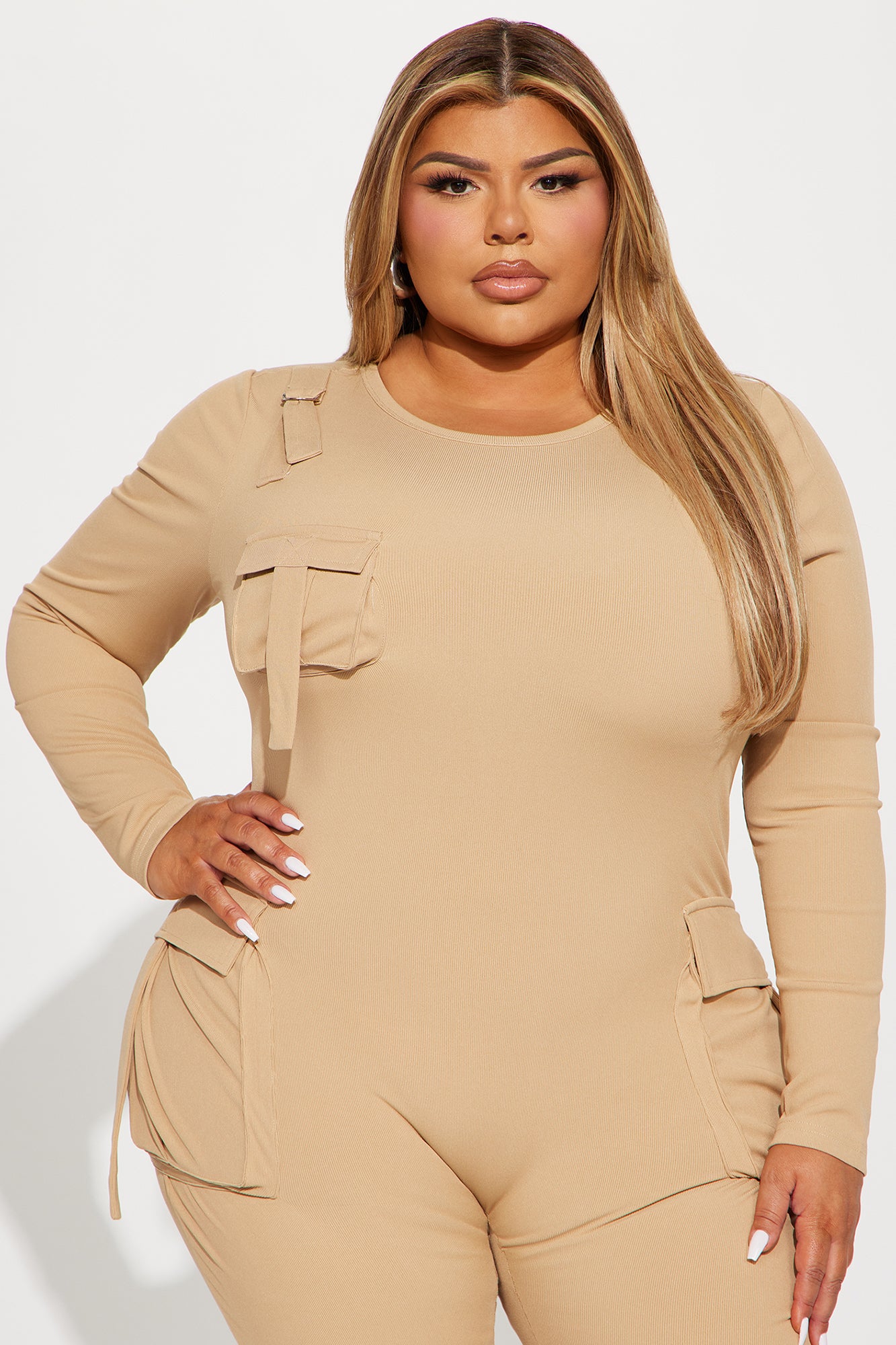 Maddix Long Sleeve Jumpsuit - Taupe - Image 5