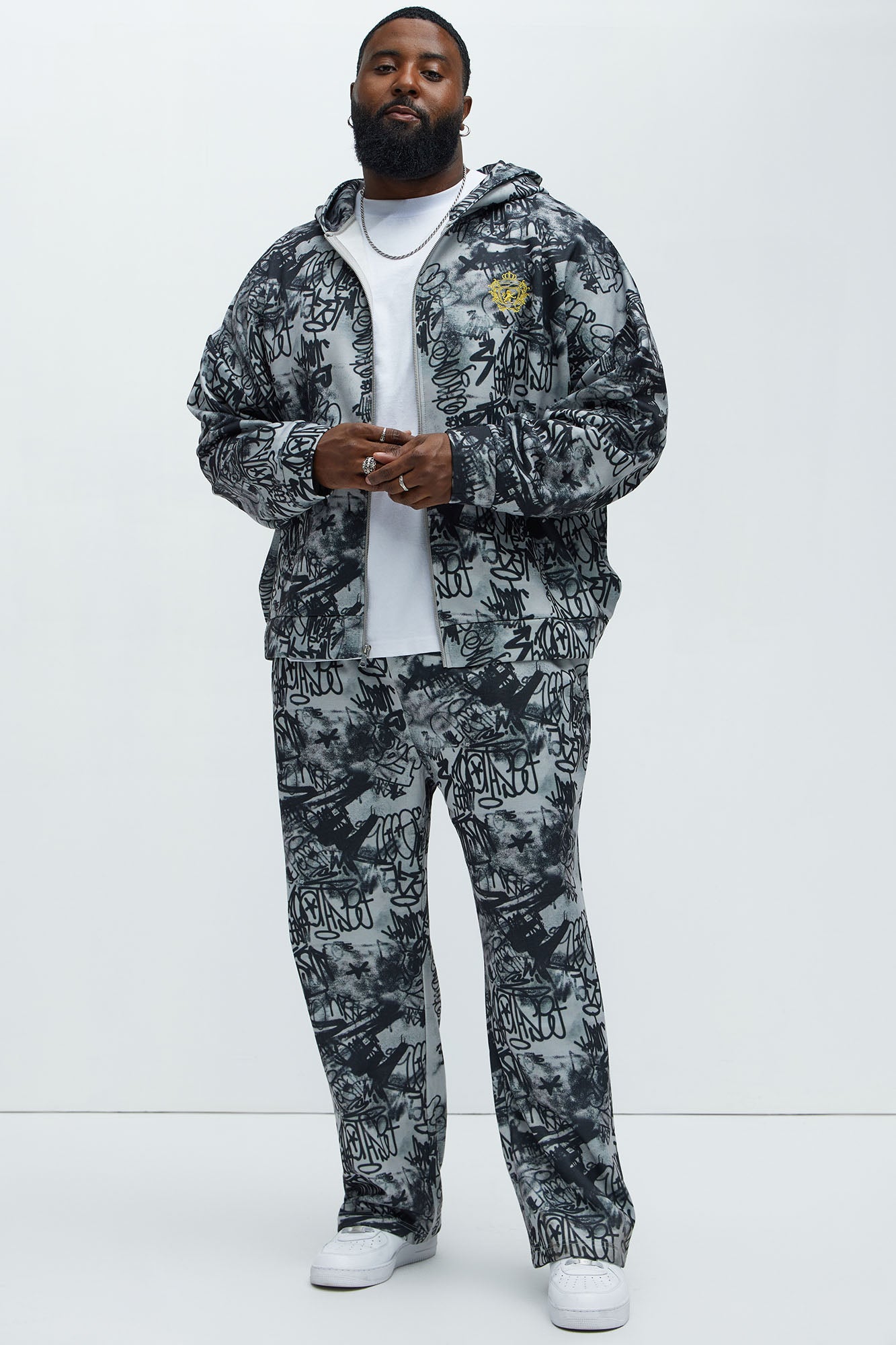 Vandal Straight Graffiti Sweatpants - Grey - Image 7