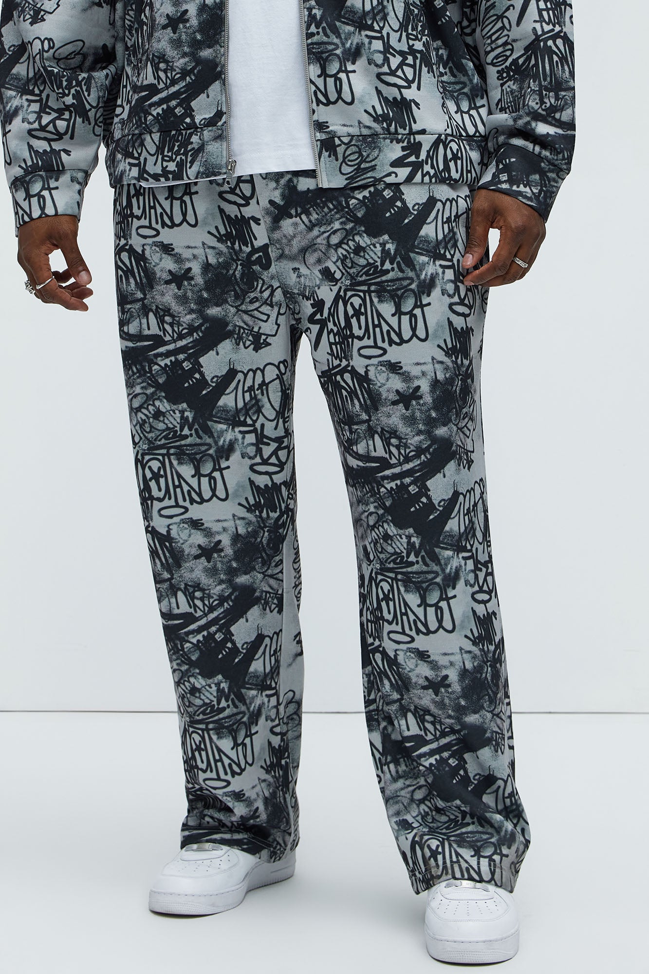 Vandal Straight Graffiti Sweatpants - Grey - Image 6