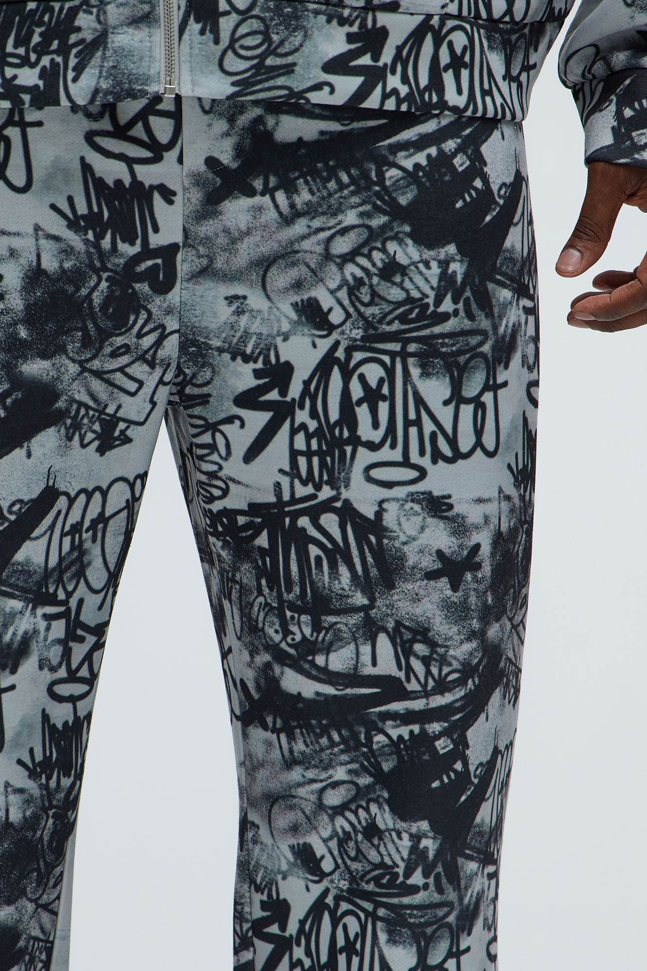 Vandal Straight Graffiti Sweatpants - Grey - Image 8
