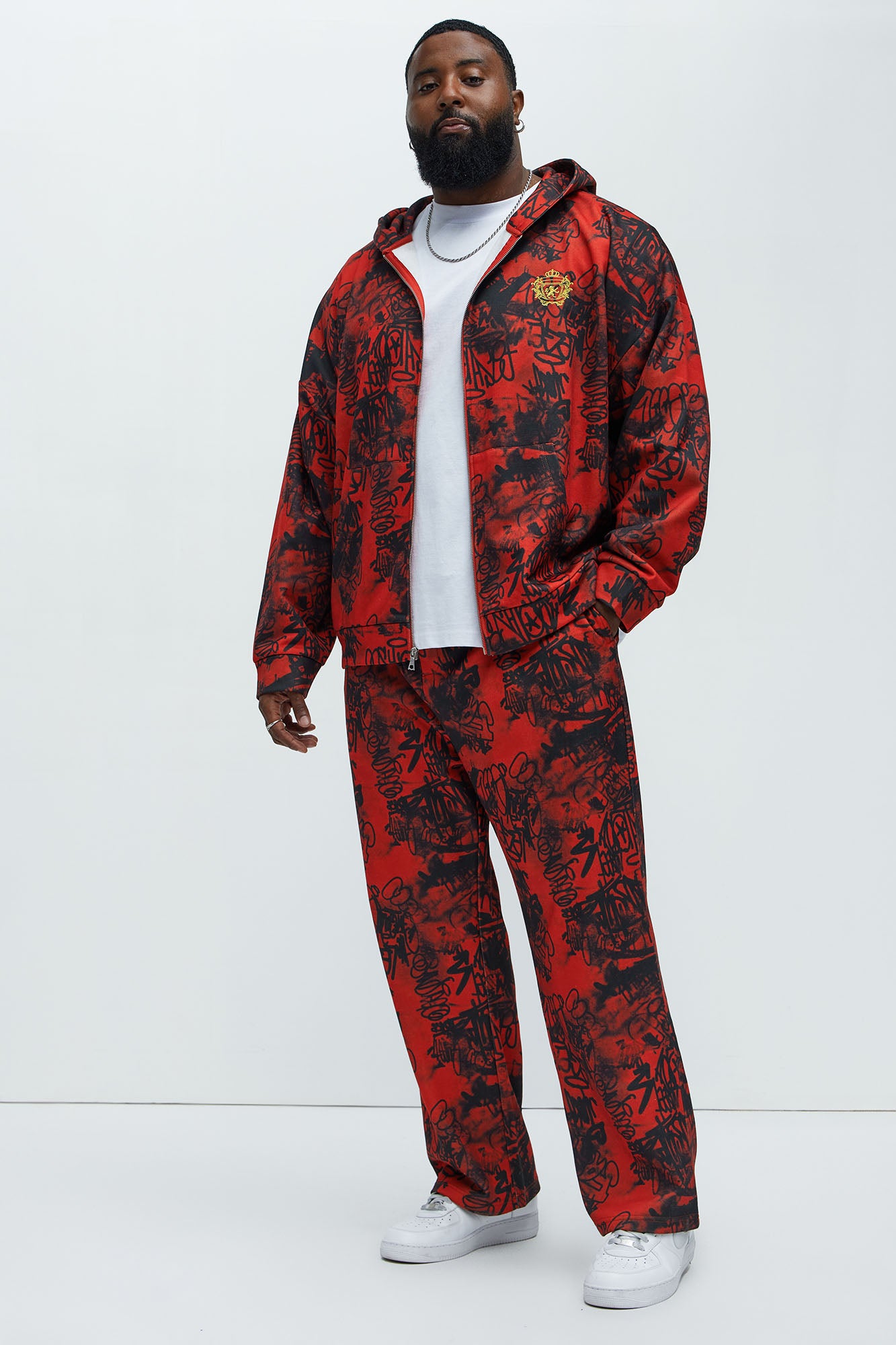 Vandal Straight Graffiti Sweatpants - Red - Image 7