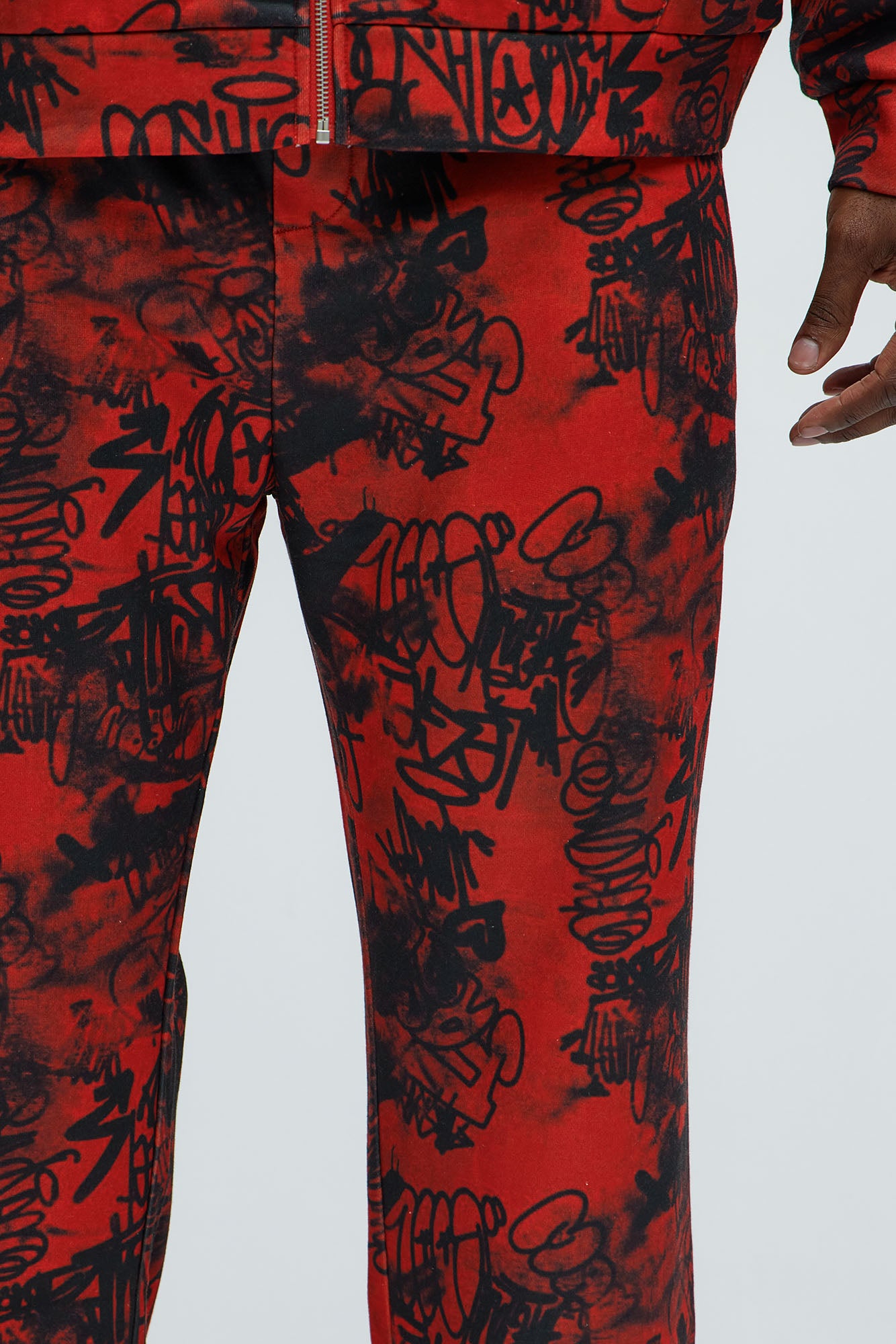 Vandal Straight Graffiti Sweatpants - Red - Image 8