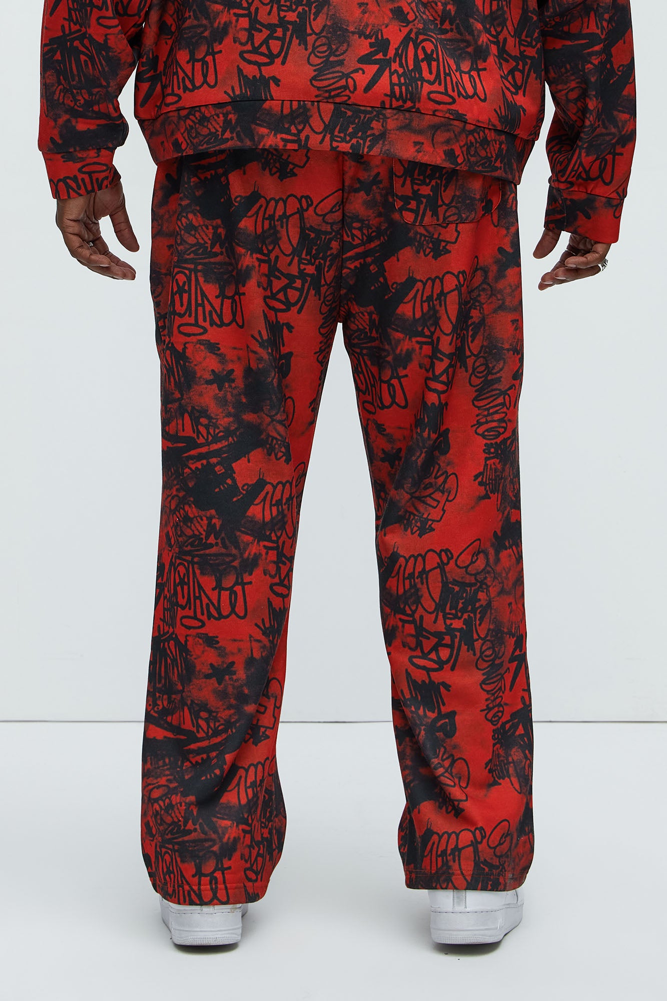 Vandal Straight Graffiti Sweatpants - Red - Image 9