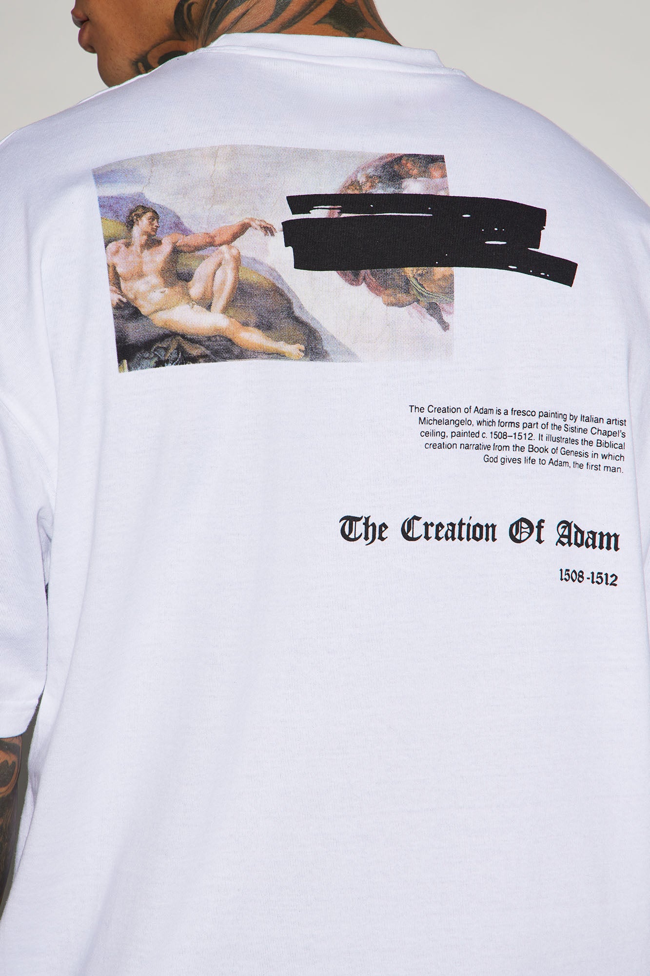 Creation Of Michelangelo Oversized Short Sleeve Tee - White - Image 4