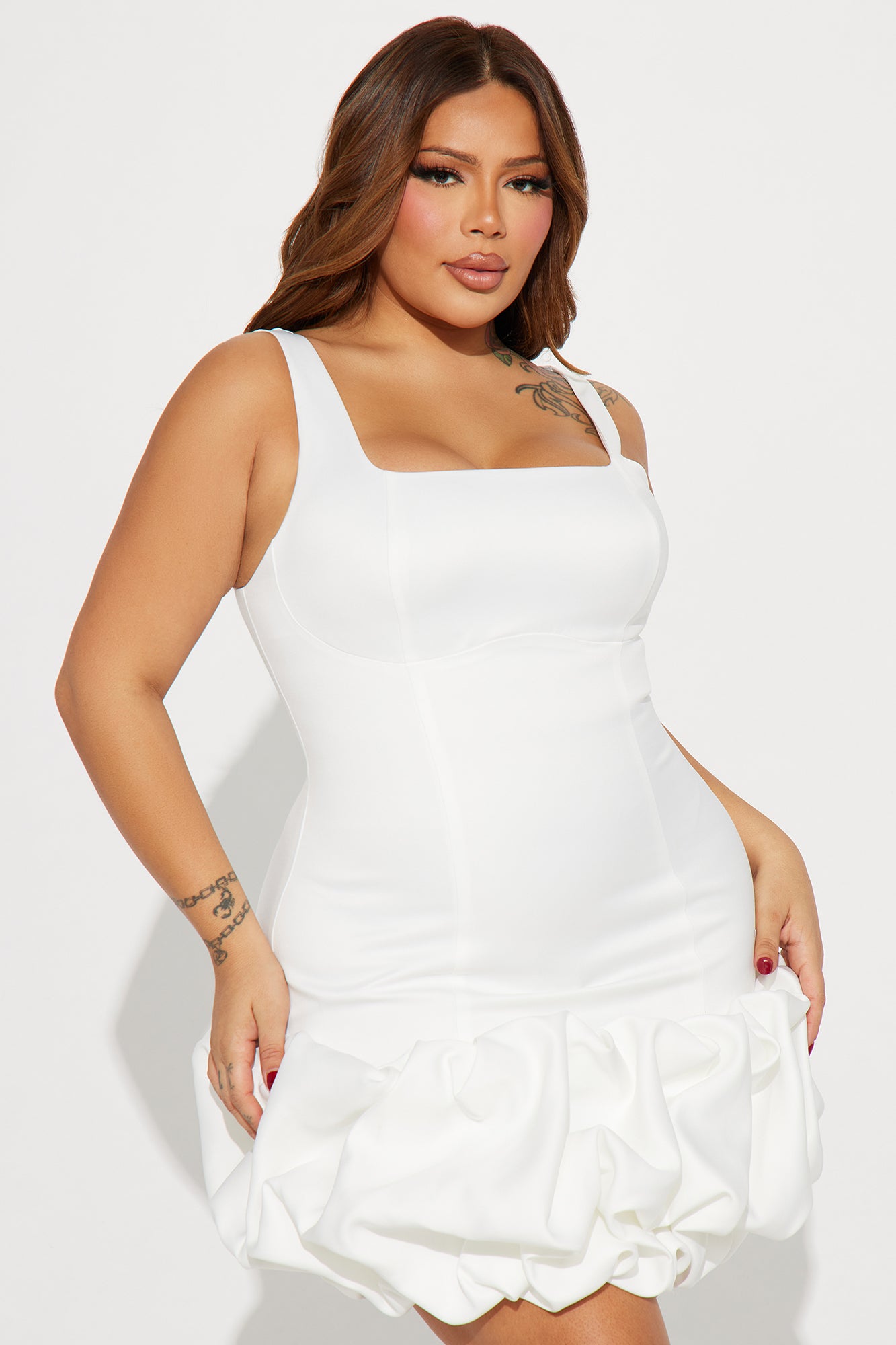 Sienna Satin Mini Dress - White - Image 8