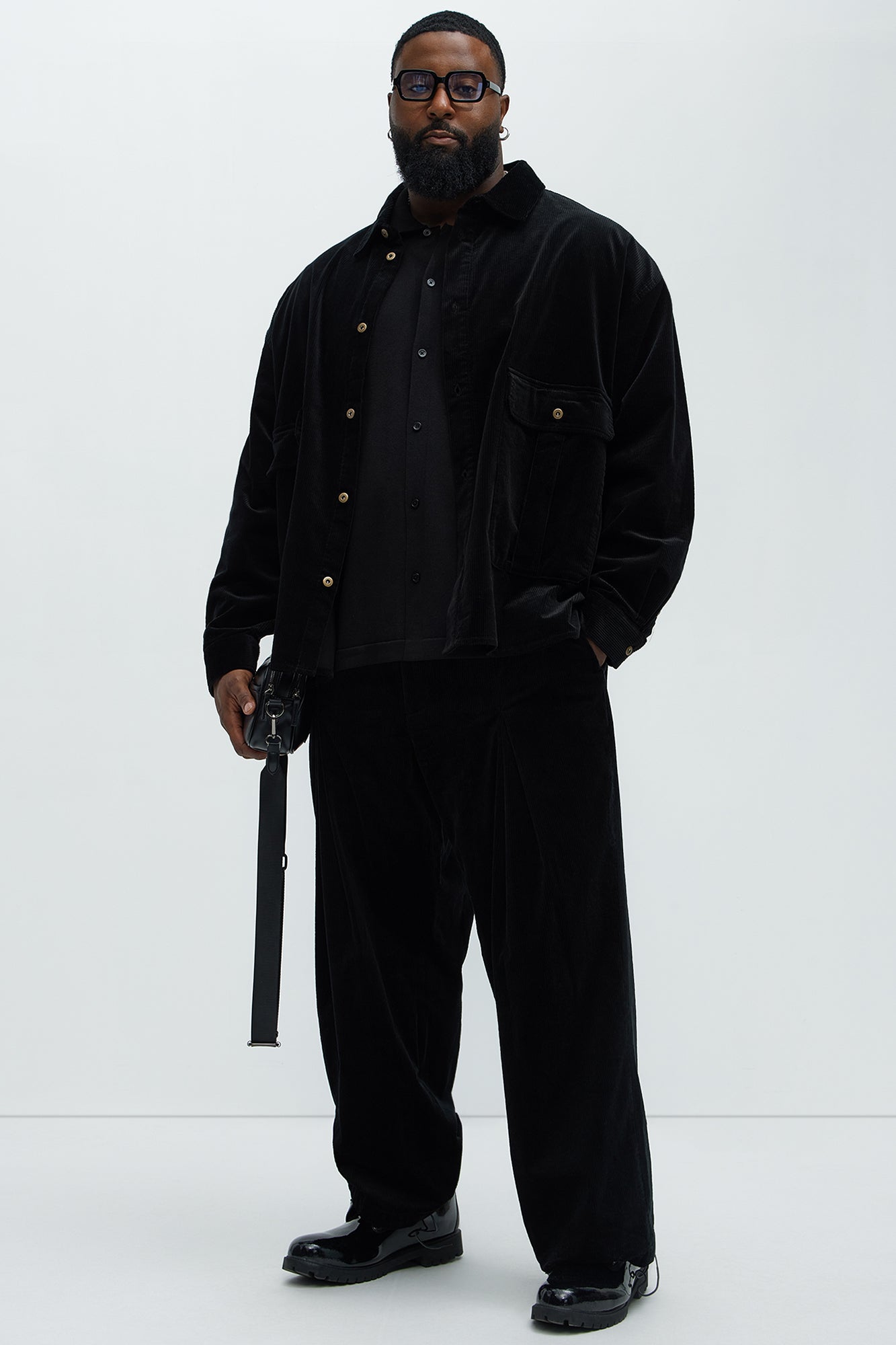 Anderson Pleated Corduroy Pants - Black - Image 7