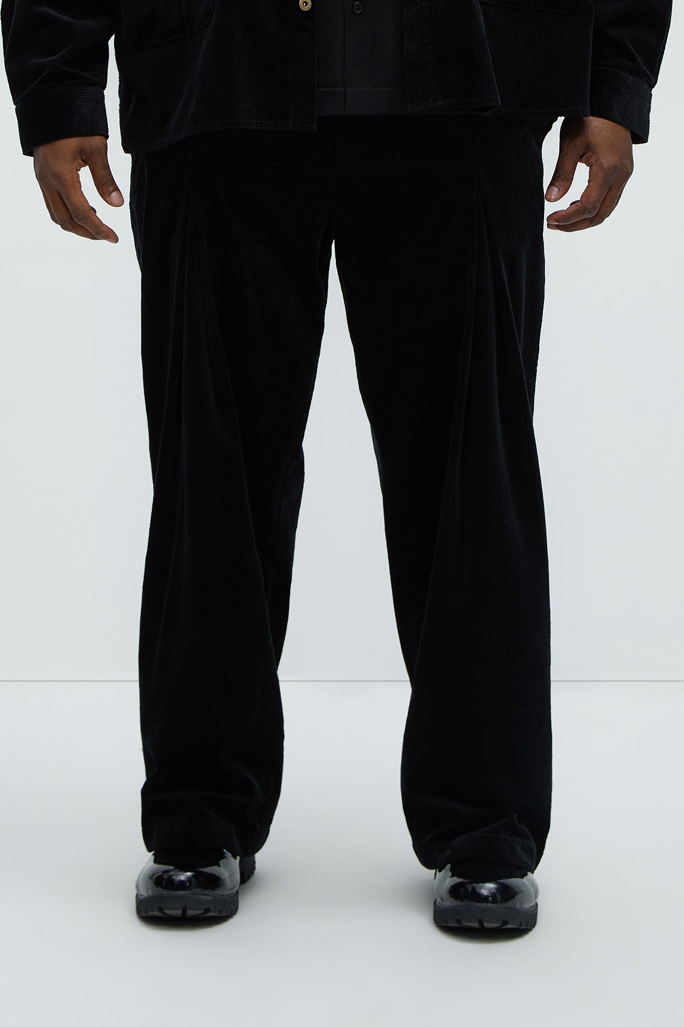 Anderson Pleated Corduroy Pants - Black - Image 6