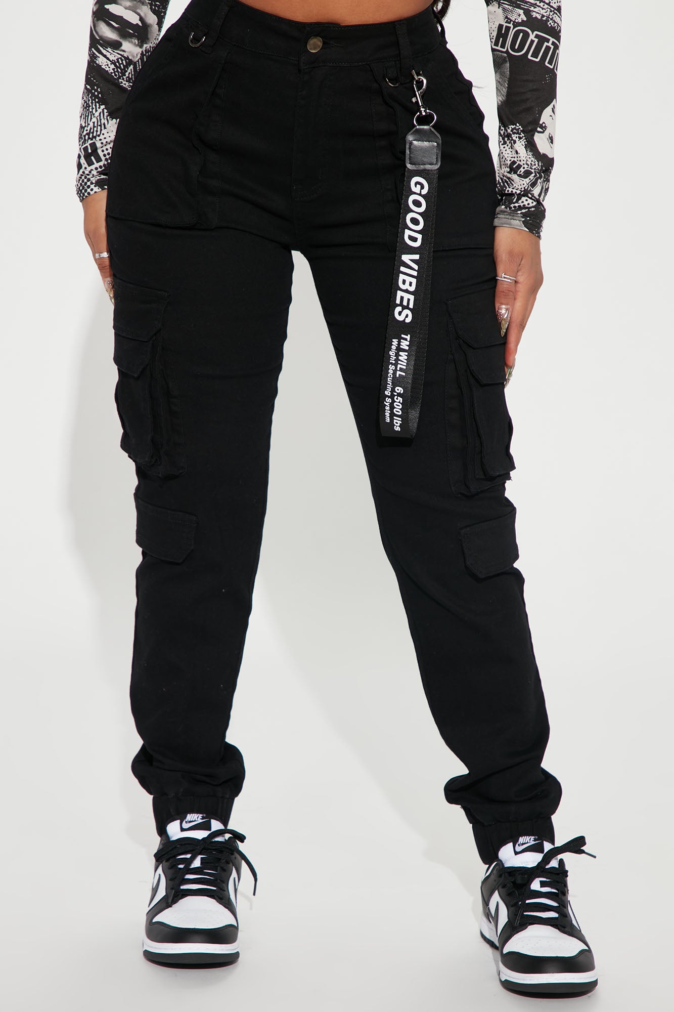 Good Vibes Cargo Jogger - Black - Image 3