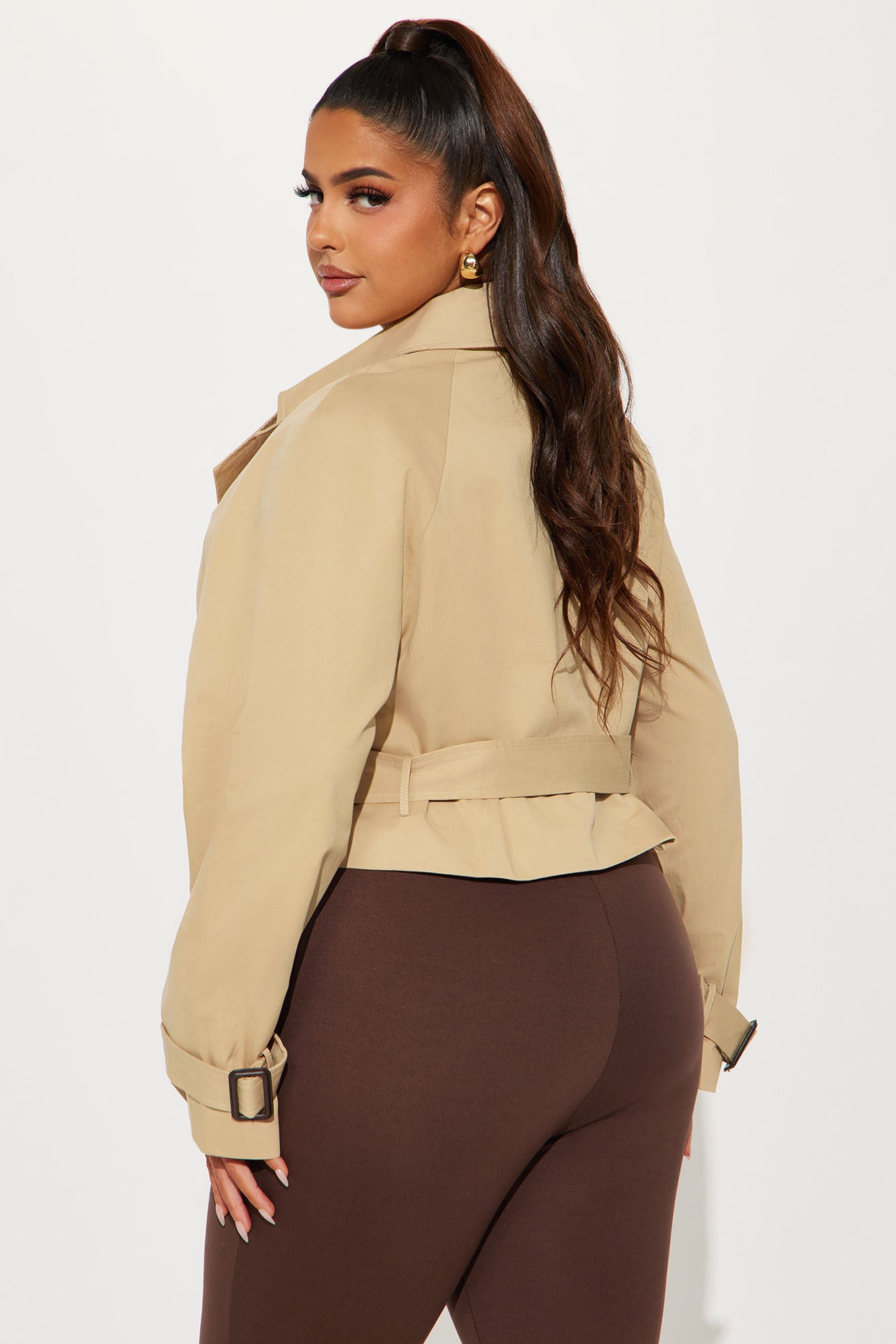 Charlie Belted Cropped Trench - Khaki - Image 7