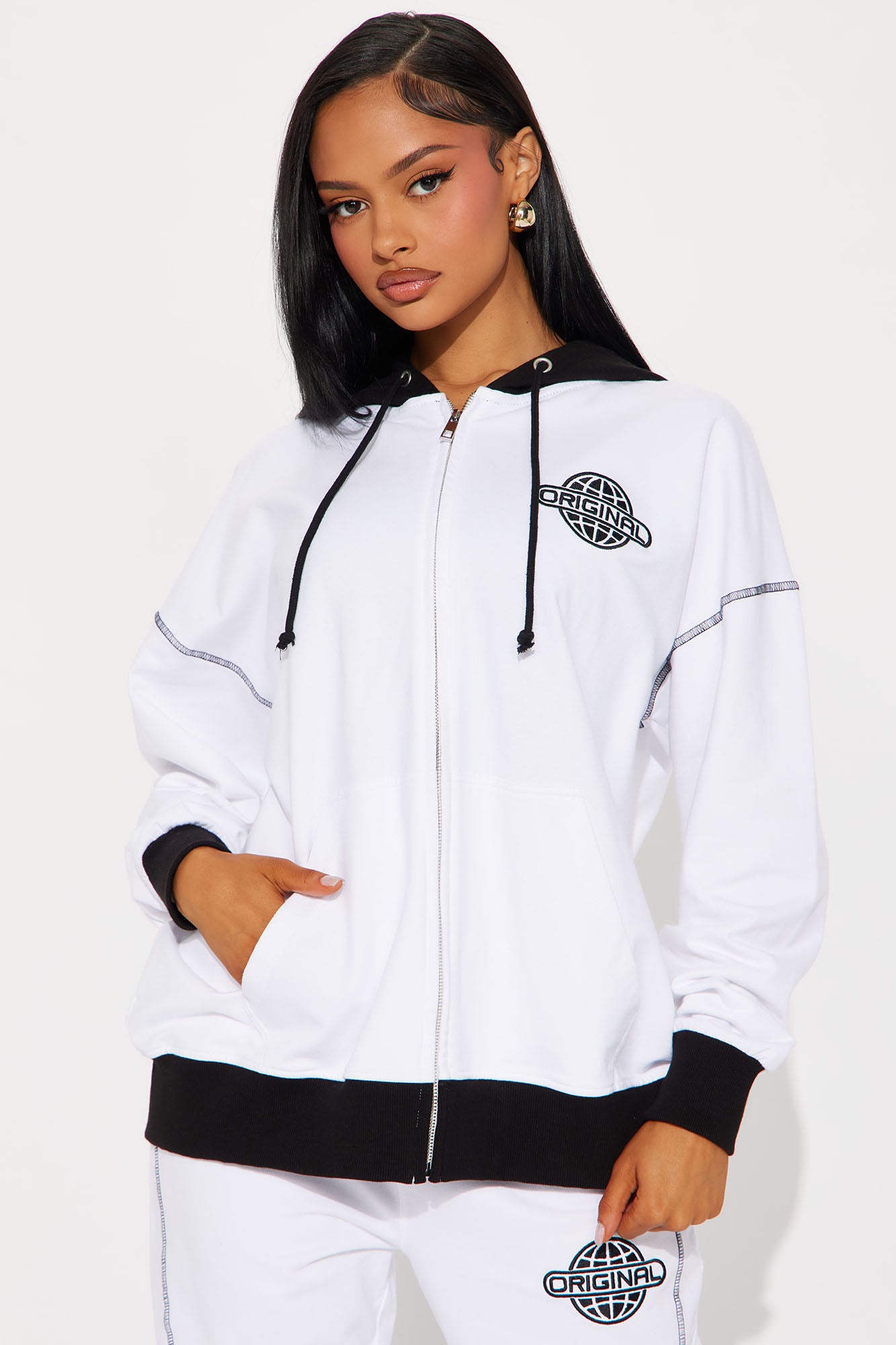Original Sport Flare Sweatsuit Set - White/Black - Image 3