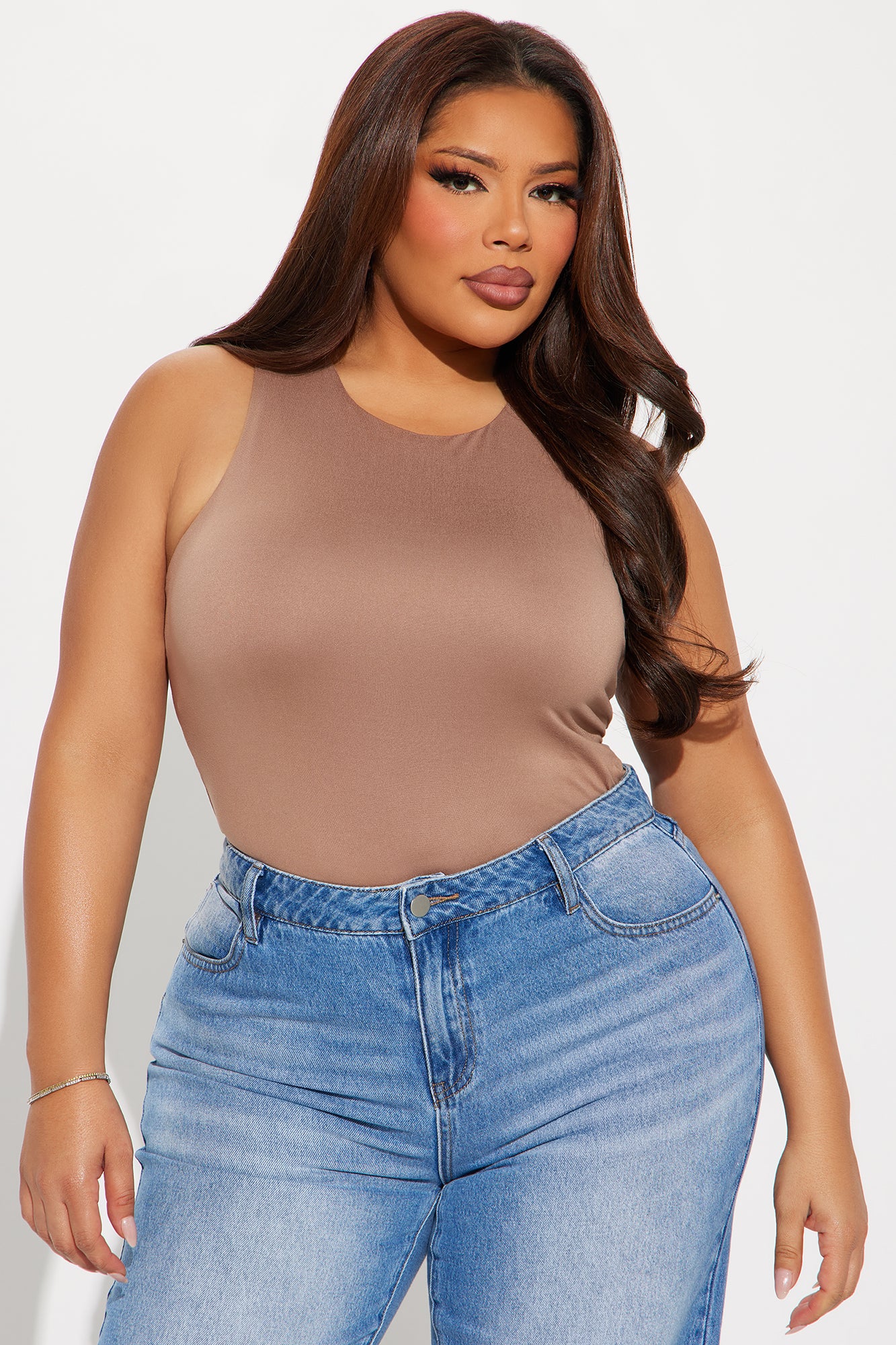 Alexa Double Layered Tank Top - Taupe - Image 4