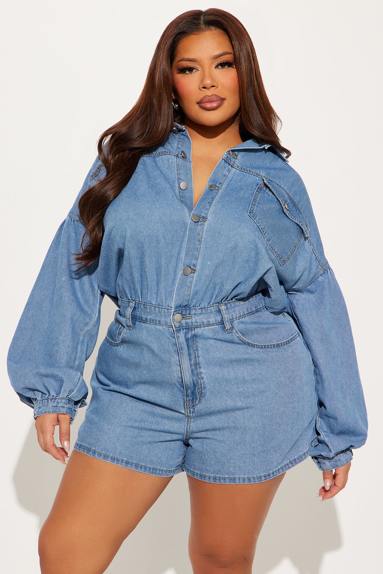 Daisy Denim Romper - Light Wash - Image 5
