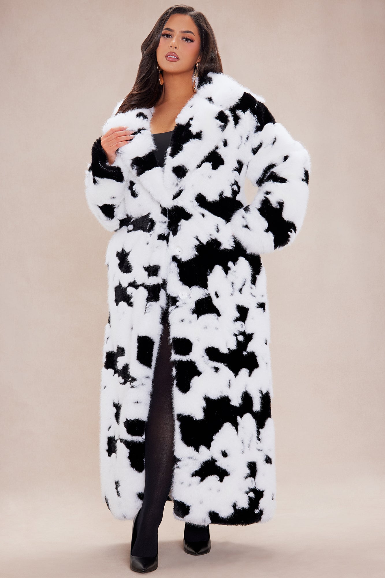 Make And Appearance Faux Fur Coat - White/Black - Image 11