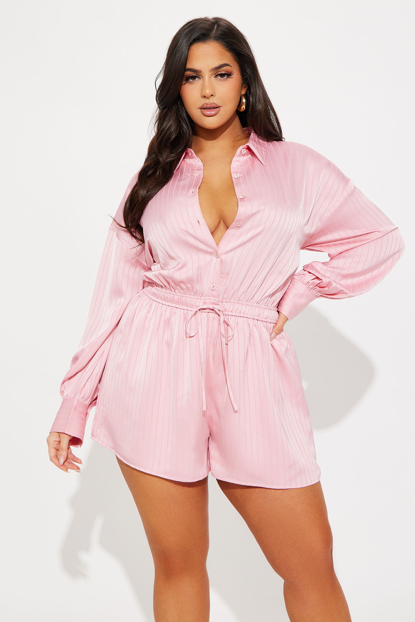 Sonya Satin Romper - Pink - Image 4