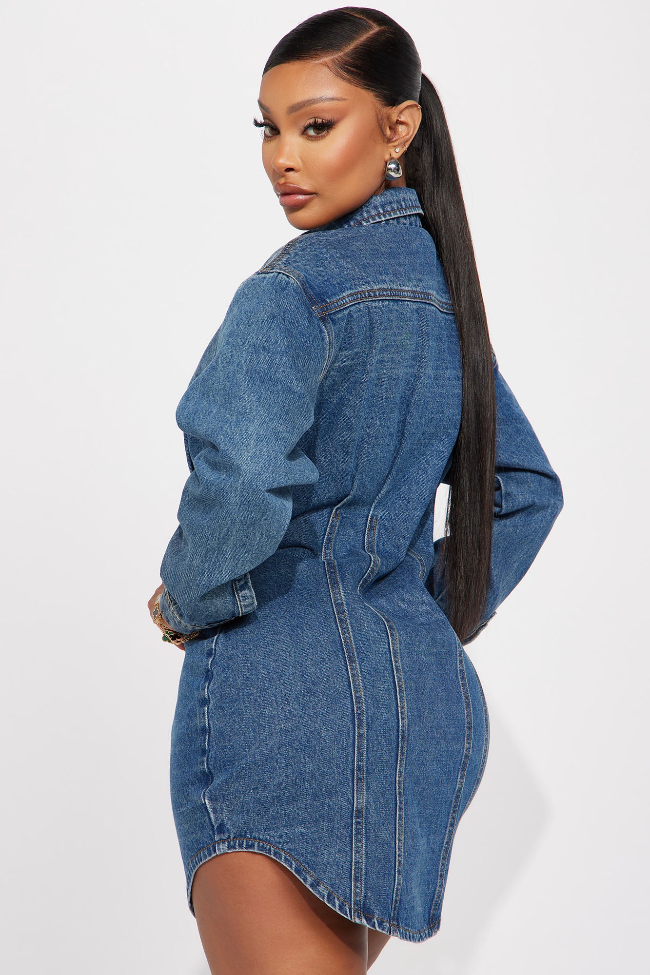 Alessandra Denim Mini Dress - Medium Wash - Image 4