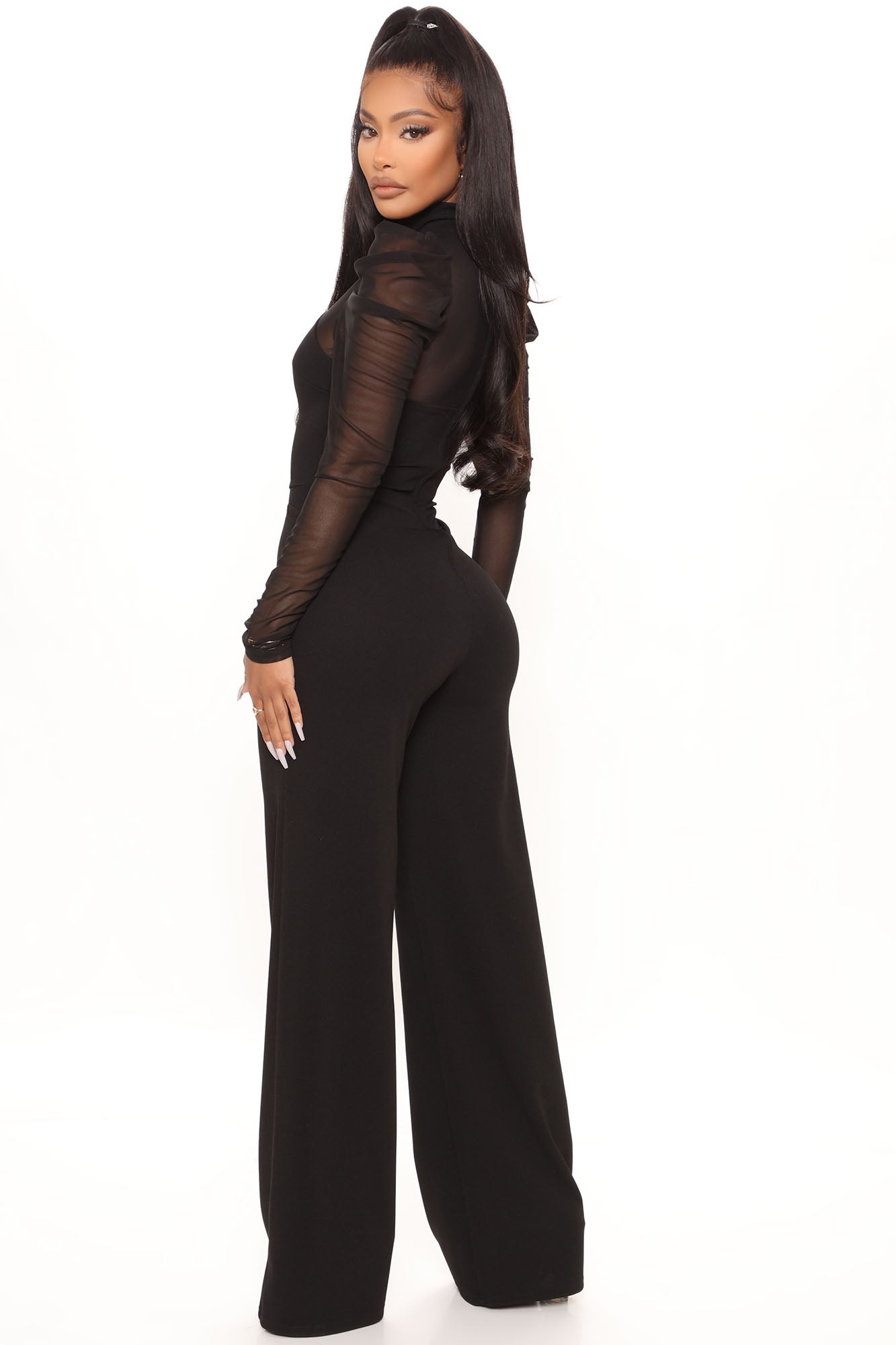 Keep It Classy Mesh Jumpsuit - Black - Image 3