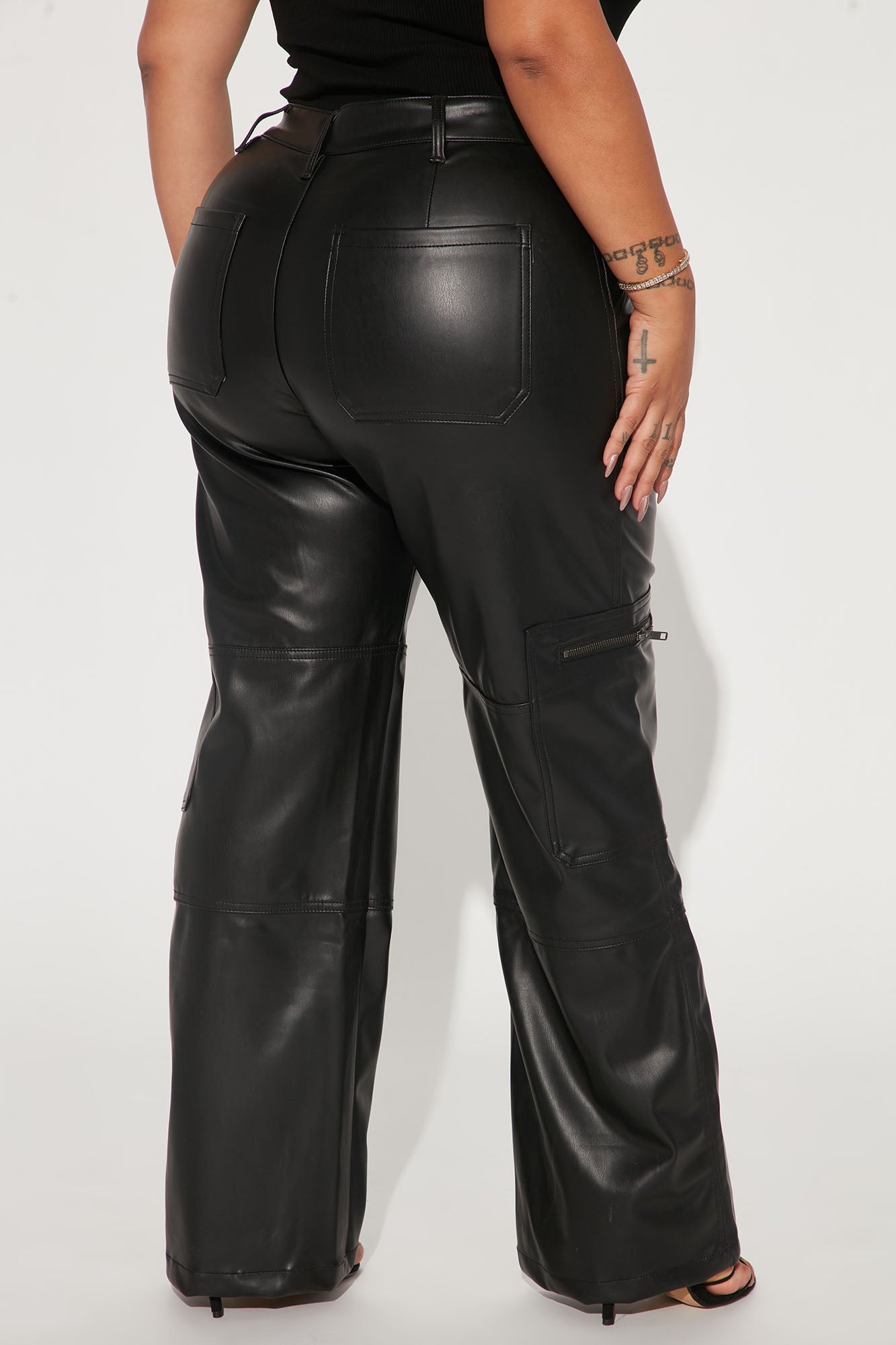 Studio City Straight Leg Faux Leather Pant - Black - Image 6