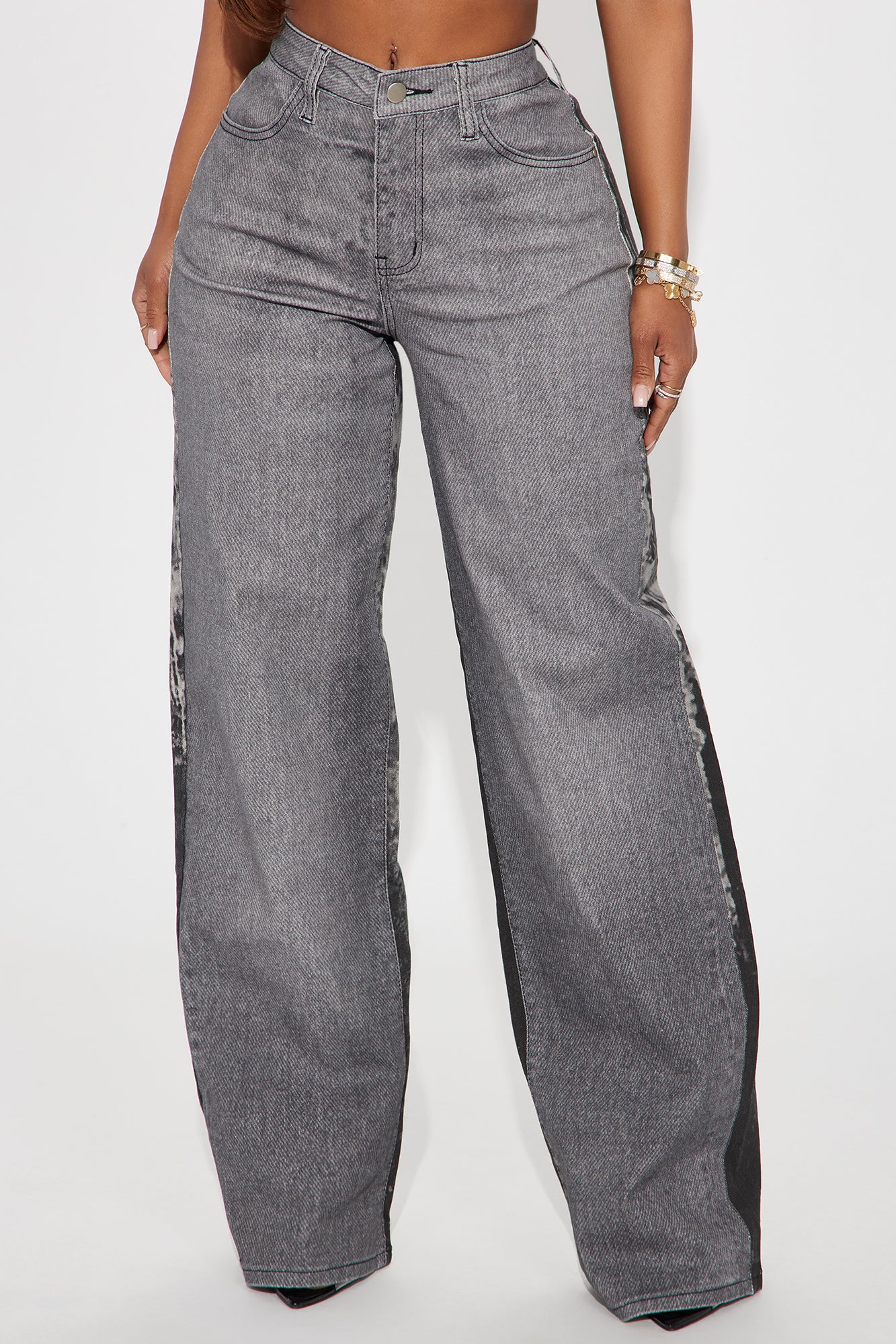 Most Hated Stretch Printed Straight Leg Jeans - Grey - Image 5