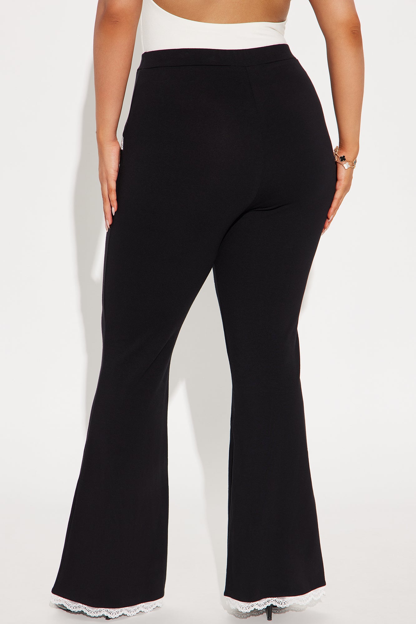 Bella Lace Trim Flare Pant - Black - Image 7