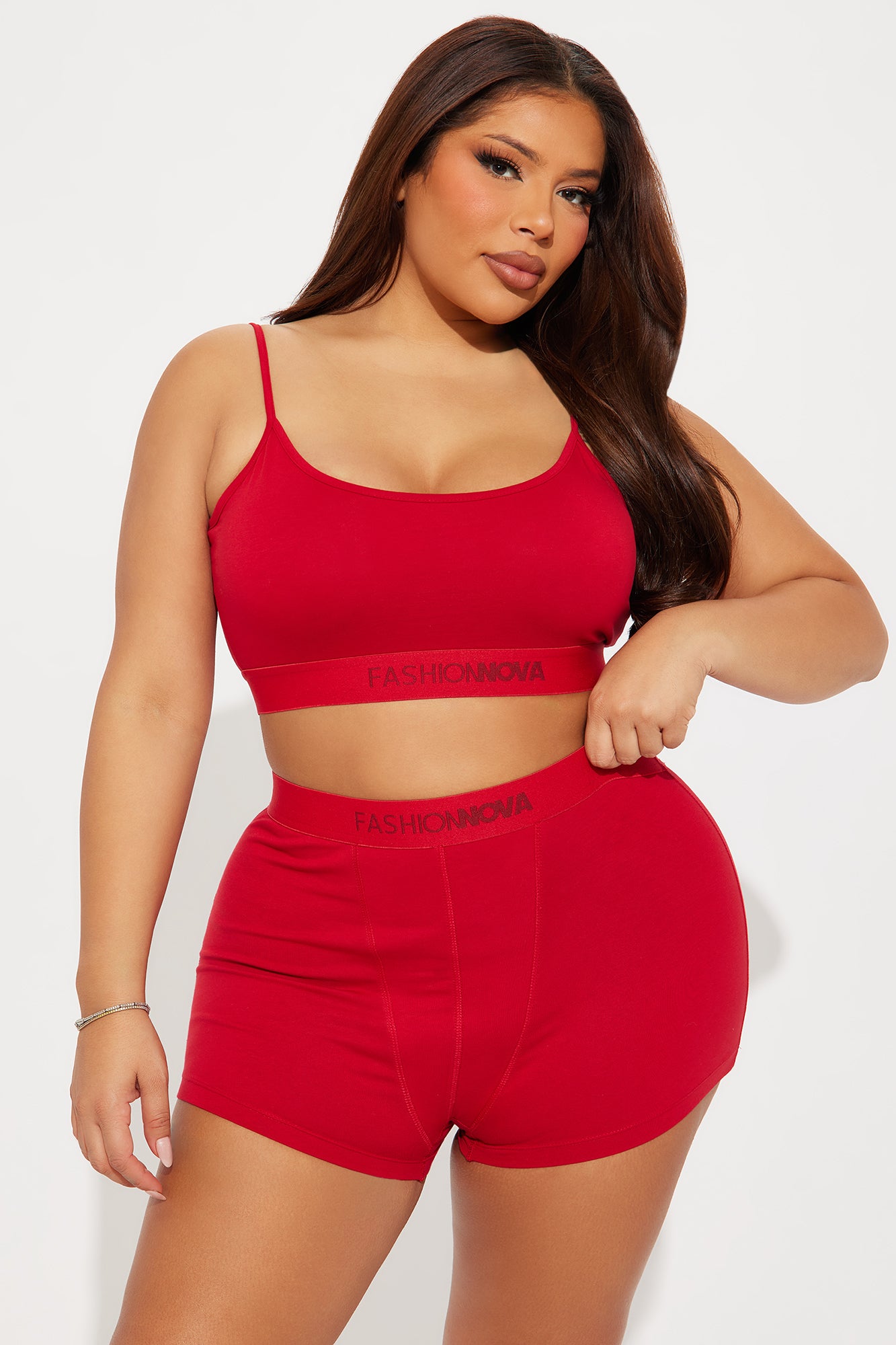 FN Mood Cami And Boxer Set - Red - Image 5