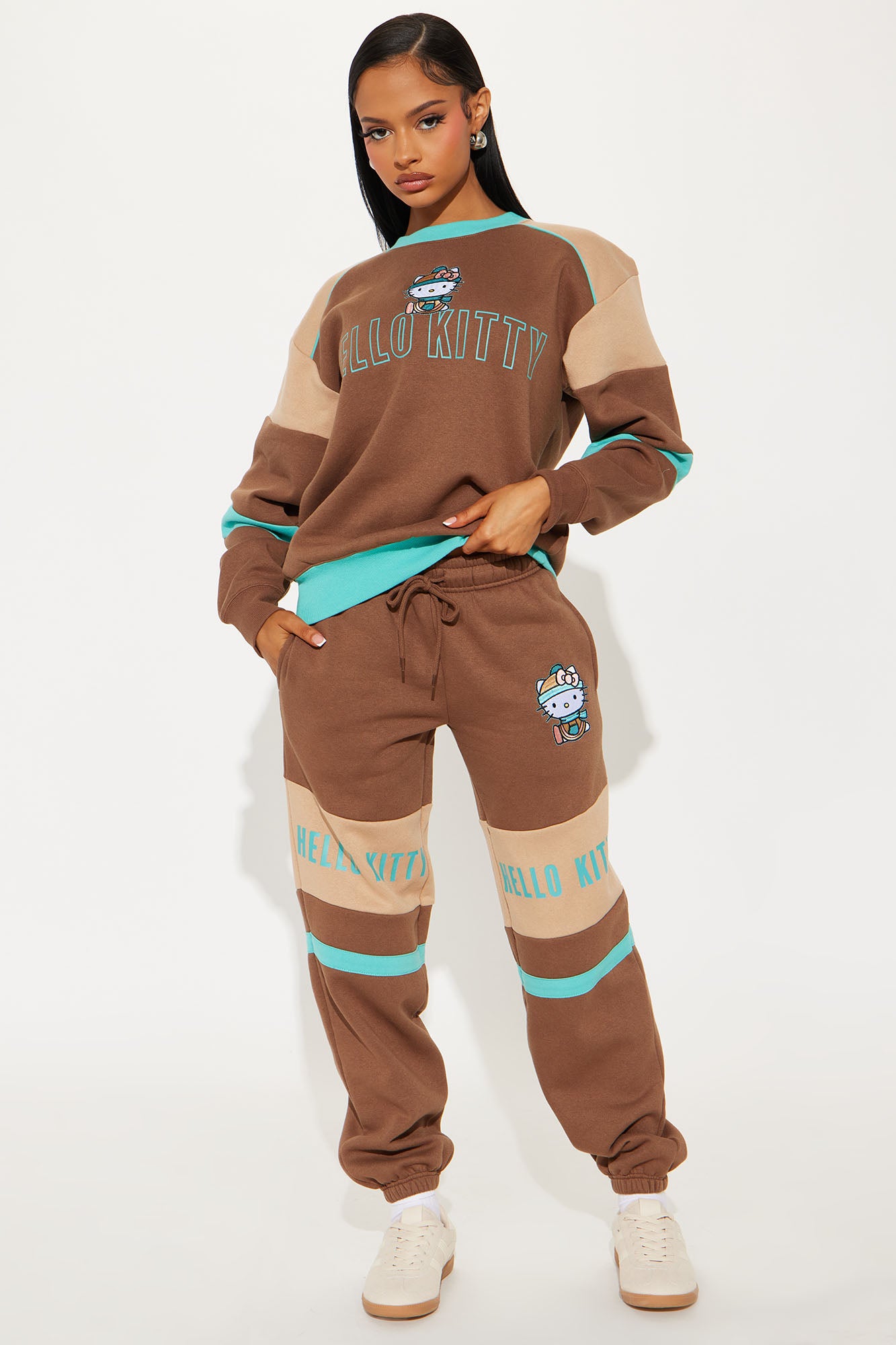 Hello Kitty Color Block Sweatshirt - Brown/combo - Image 7