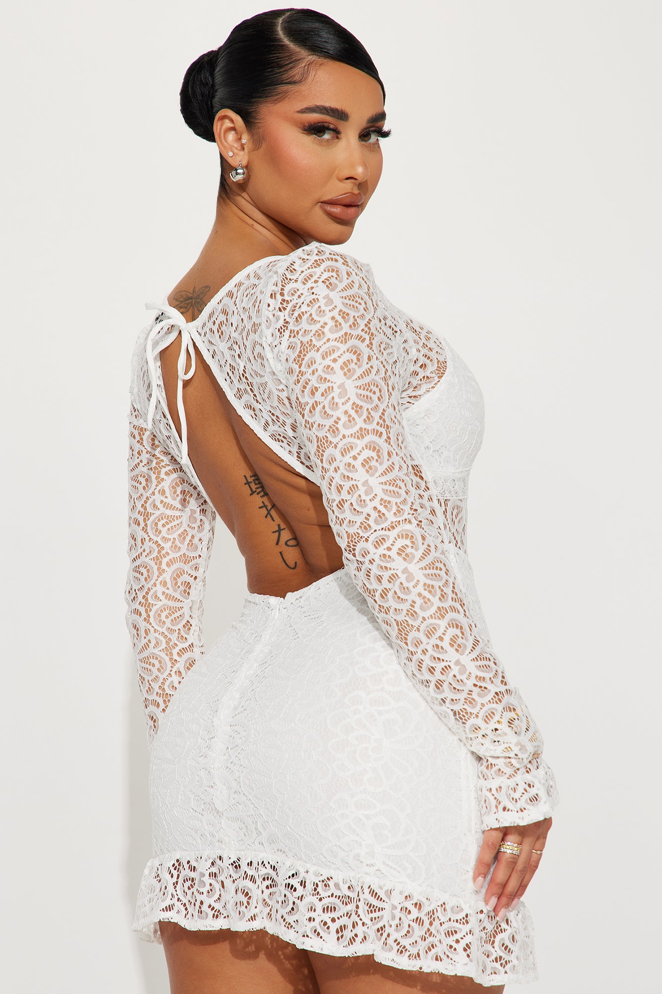 Sophia Lace Mini Dress - White - Image 3