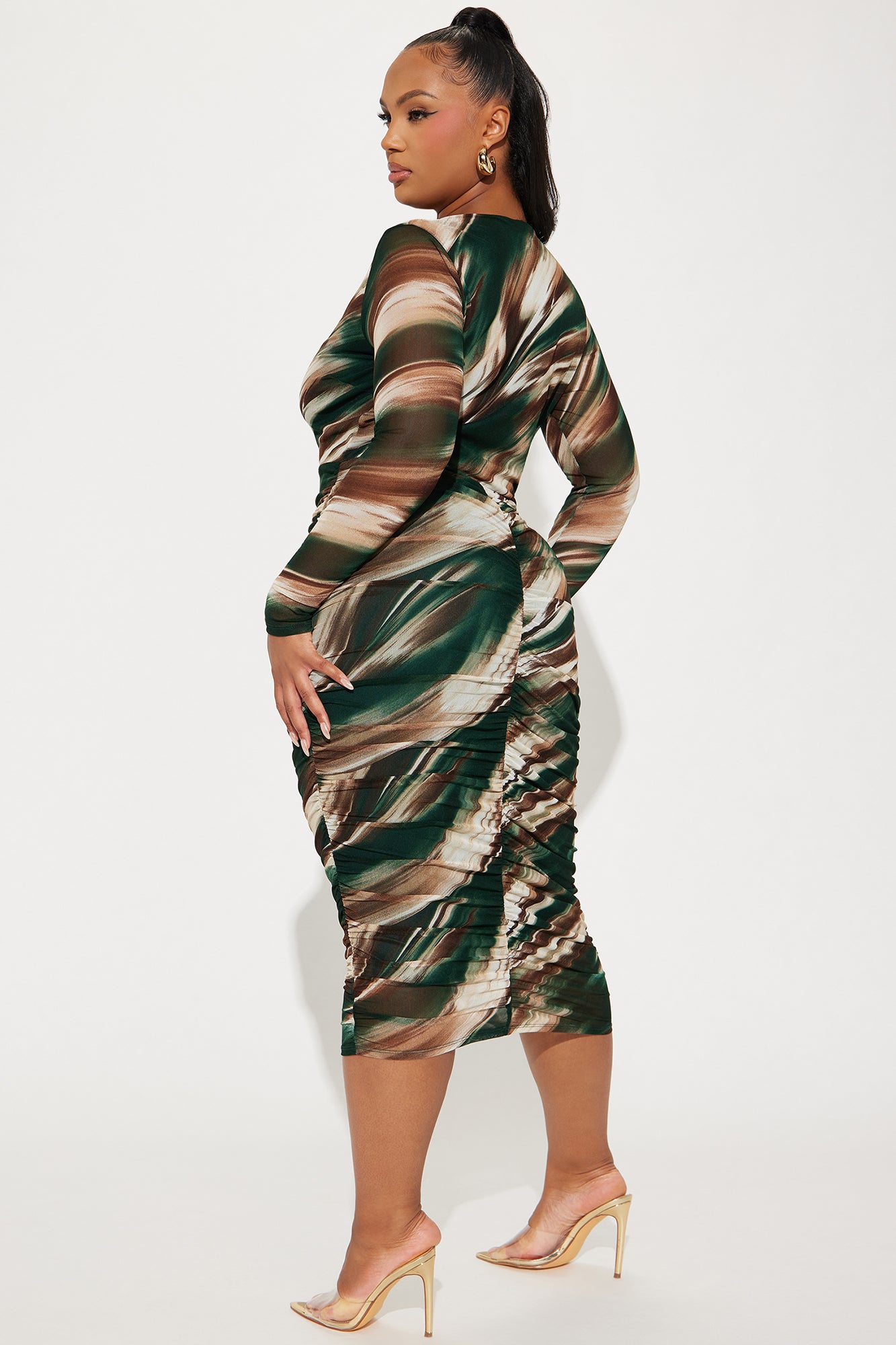 Catherine Mesh Midi Dress - Brown/combo - Image 6