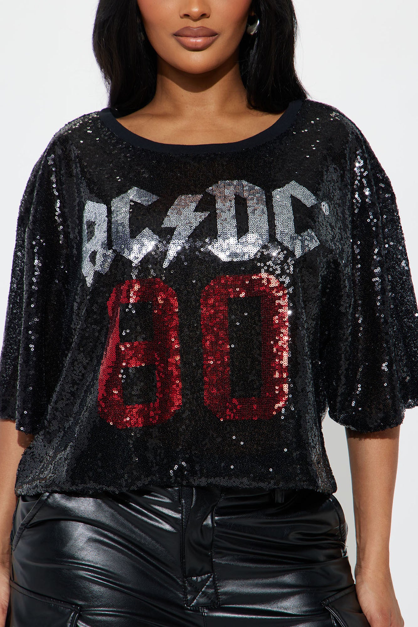 ACDC Electric Sequin Top - Black - Image 3