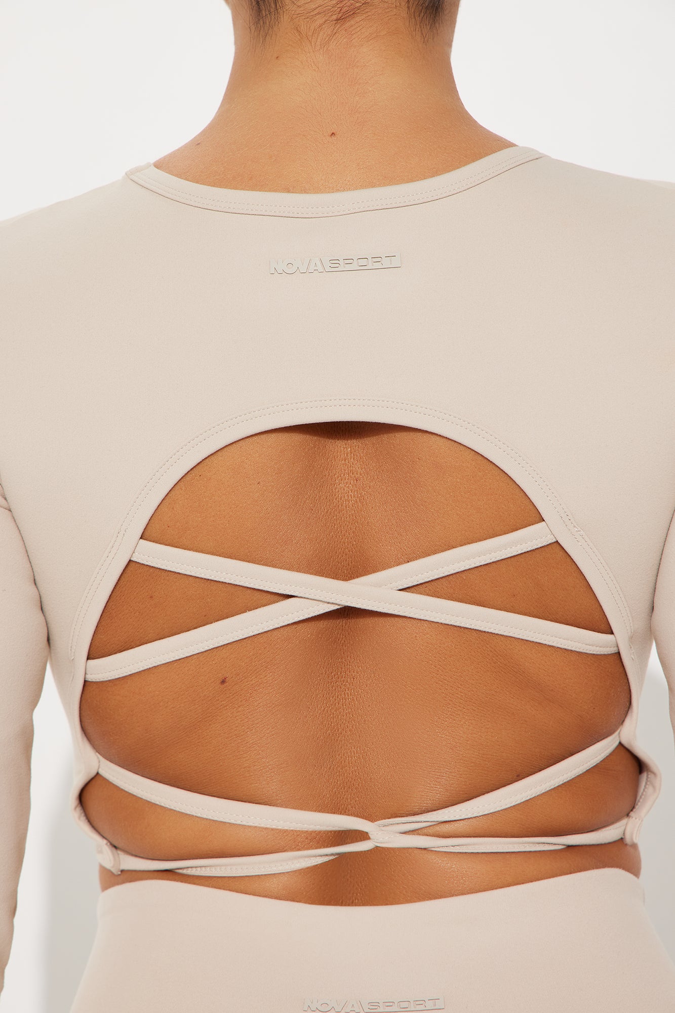 Across Your Core Super Soft Active Top - Light Taupe - Image 3