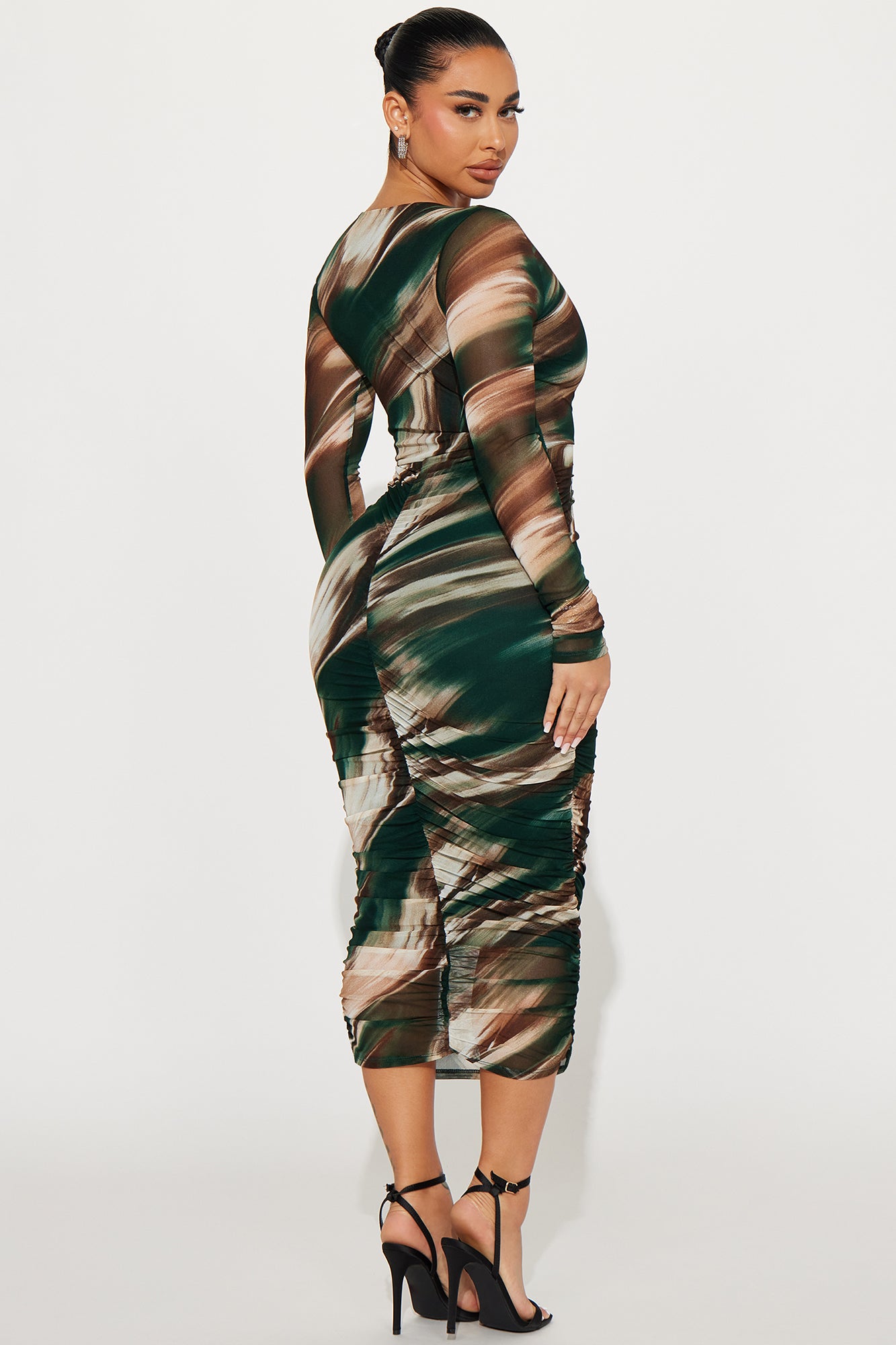 Catherine Mesh Midi Dress - Brown/combo - Image 3