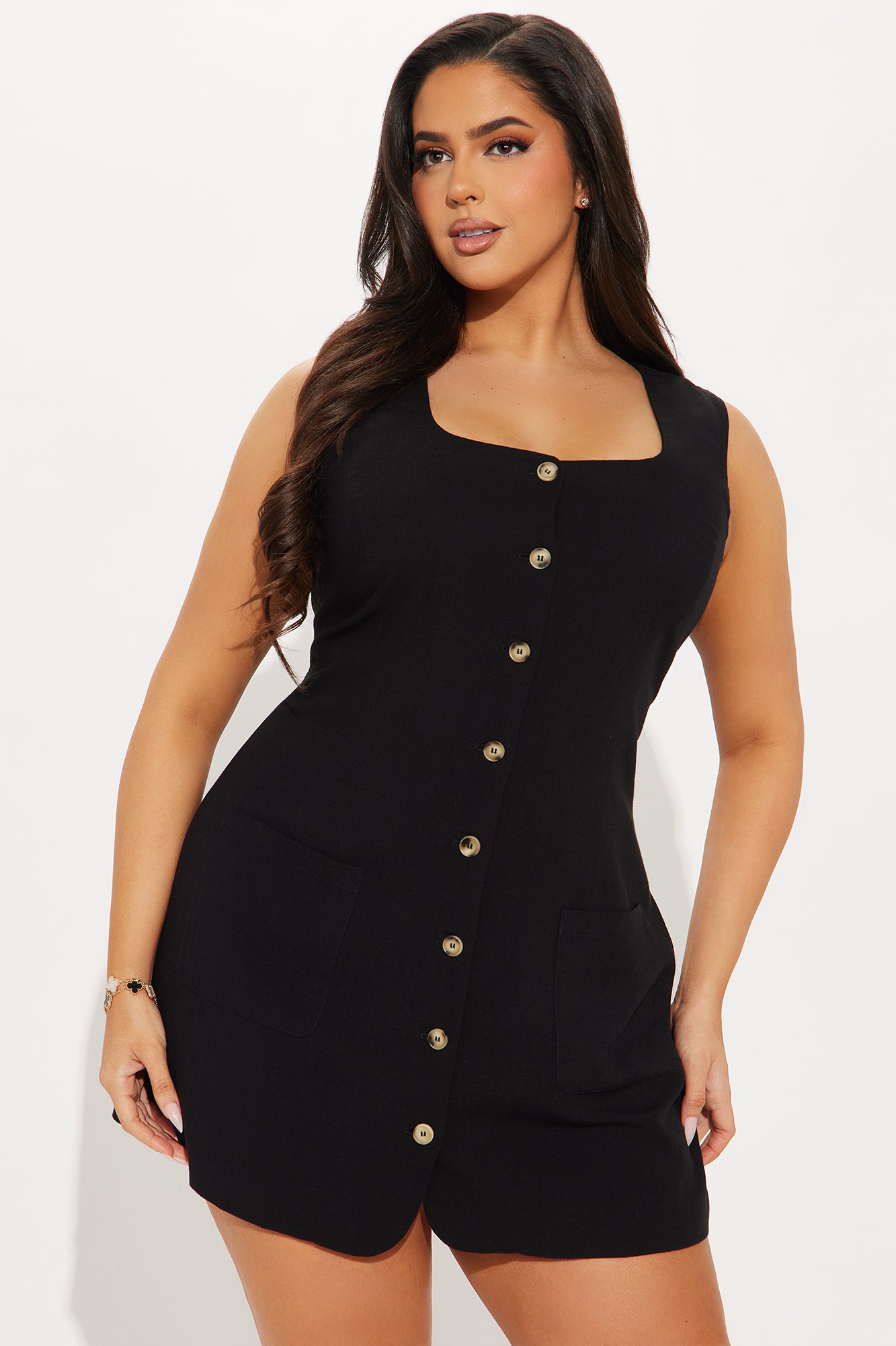 Always Presentable Linen Mini Dress - Black - Image 5