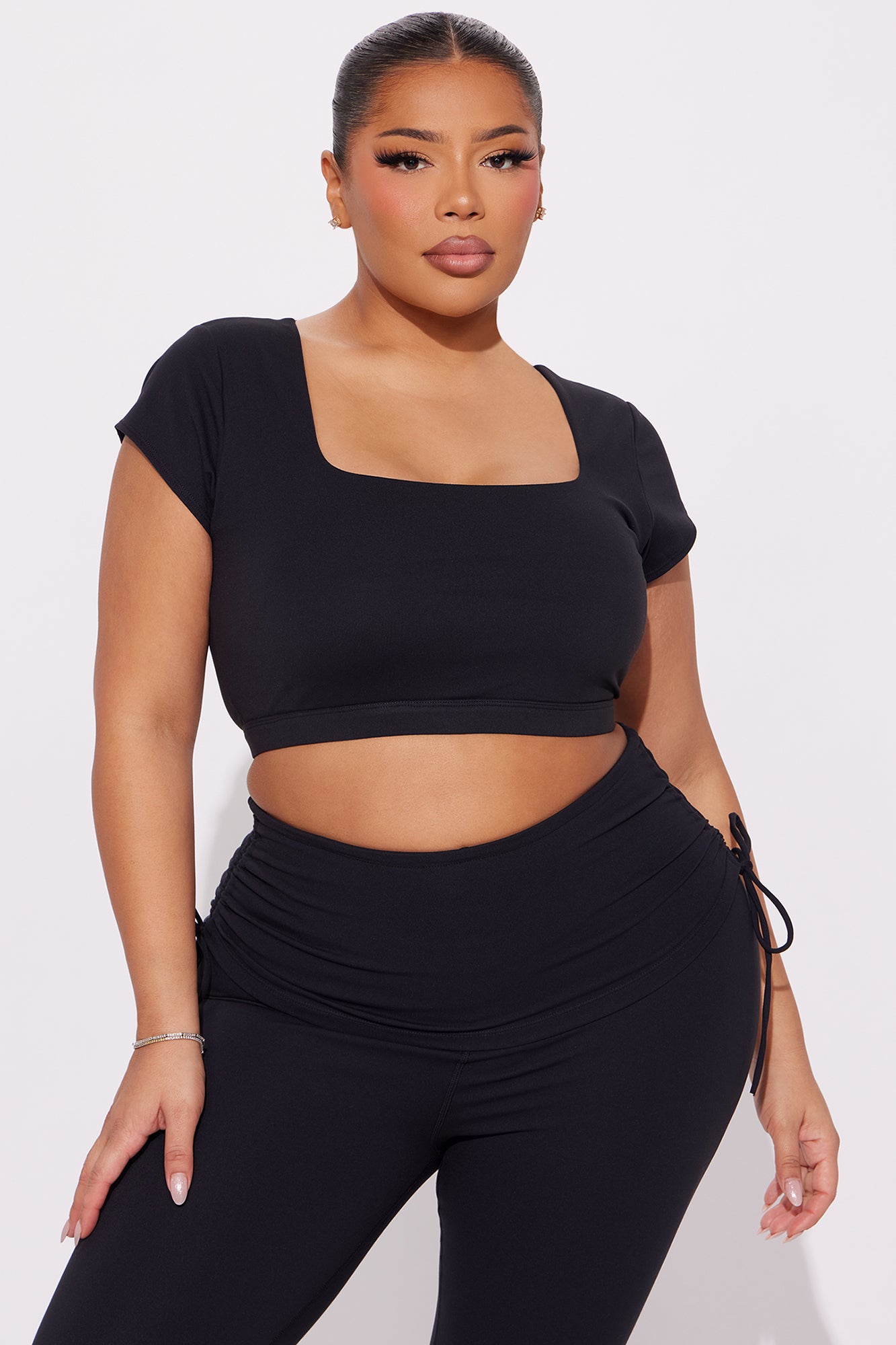Roll Up Super Soft Active Top - Black - Image 4