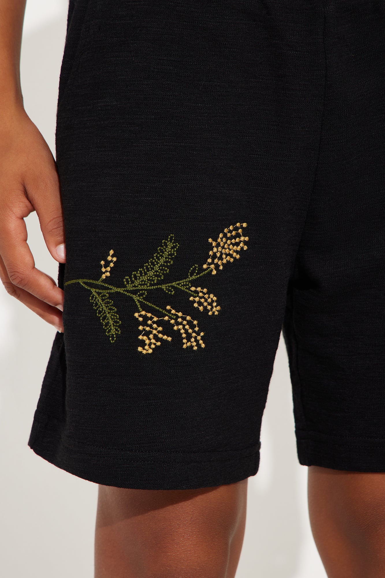 Mini Berries And Blooms Embroidered Shorts - Black - Image 3