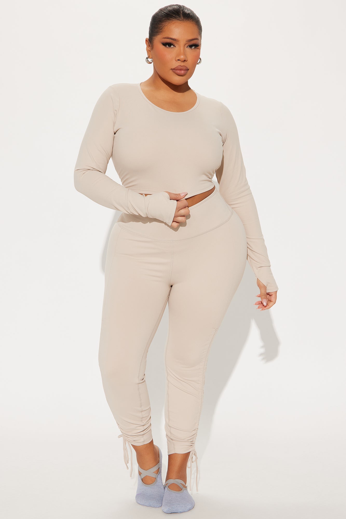 Across Your Core Super Soft Active Top - Light Taupe - Image 6