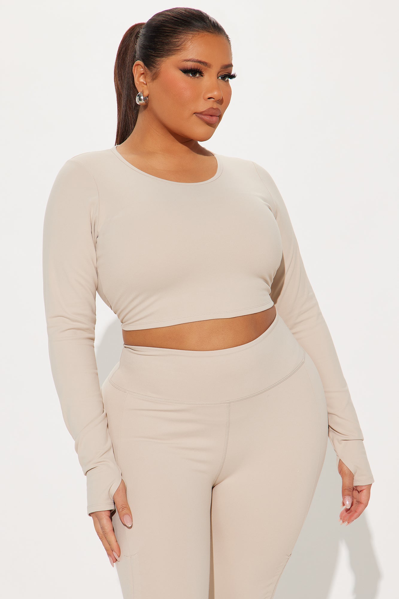 Across Your Core Super Soft Active Top - Light Taupe - Image 5