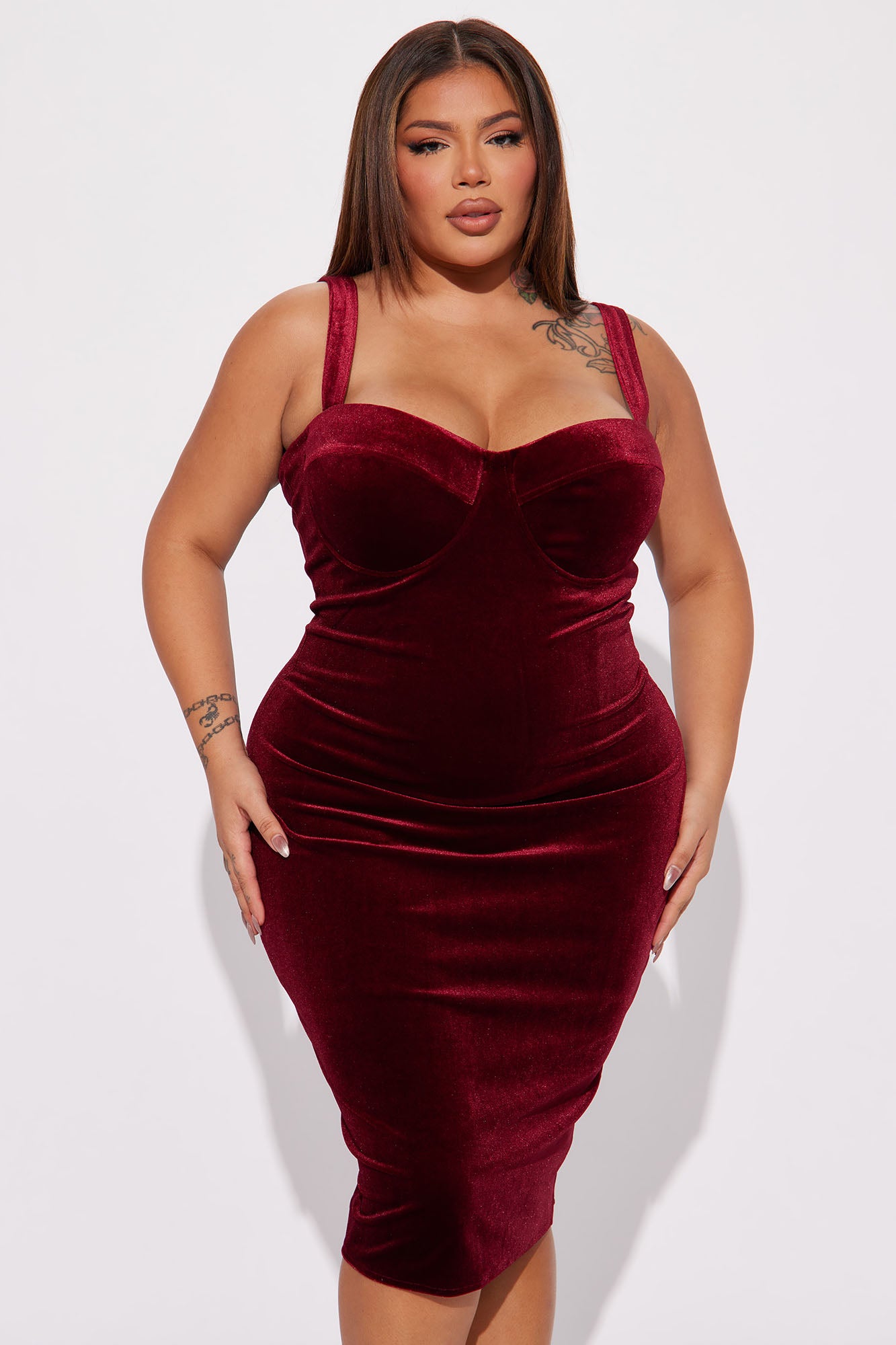 Late Night Romance Midi Dress - Burgundy - Image 5
