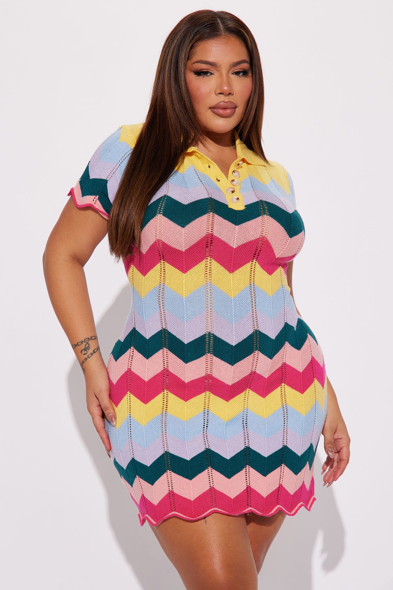 Always Happy Knit Mini Dress - Multi Color - Image 5