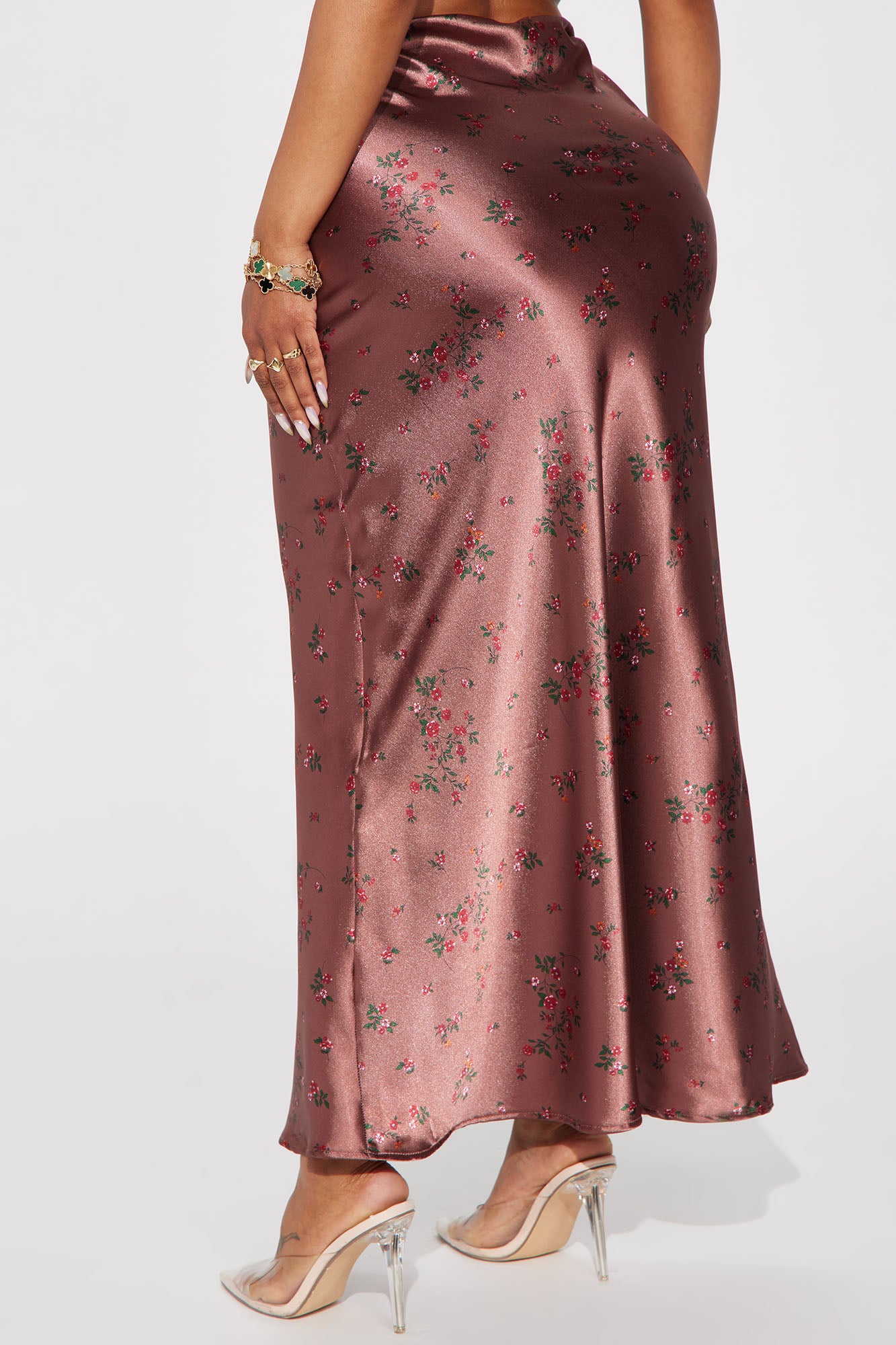 Buy Myself Flowers Satin Maxi Skirt - Copper - Image 3
