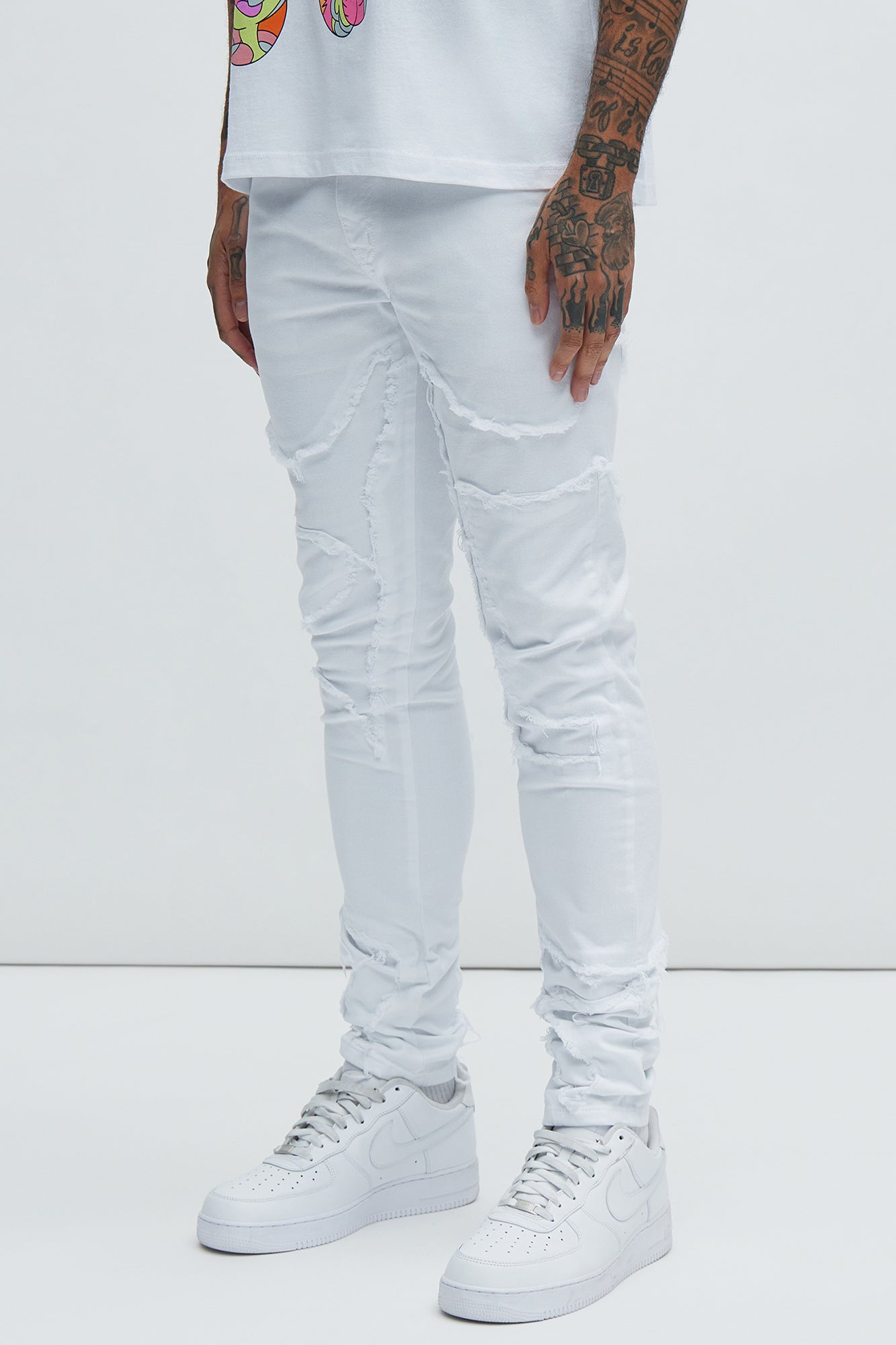 Got Your Back Patched Stacked Skinny Jeans - White - Image 3