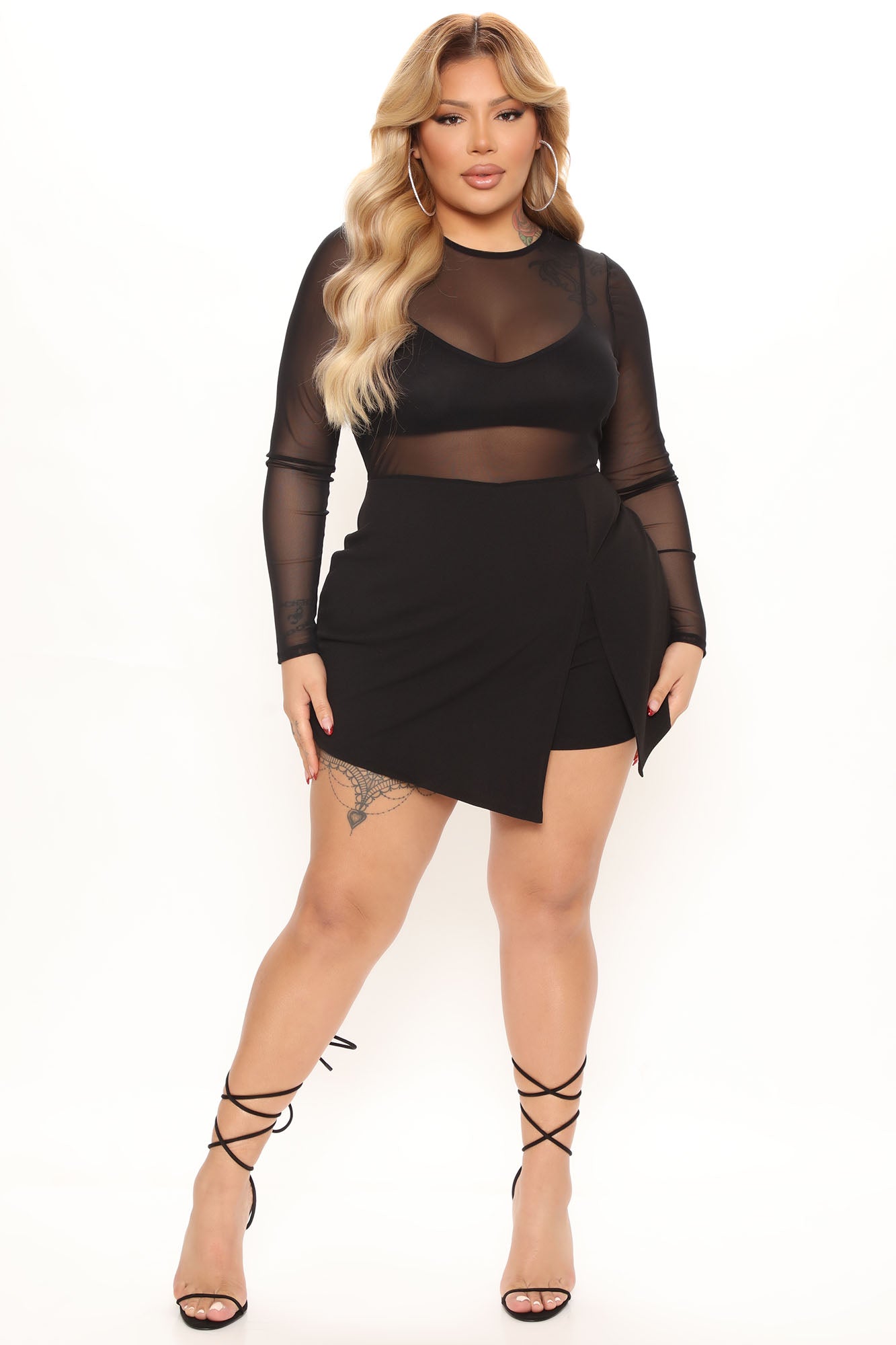 Blurred Lines Mesh Romper - Black - Image 5