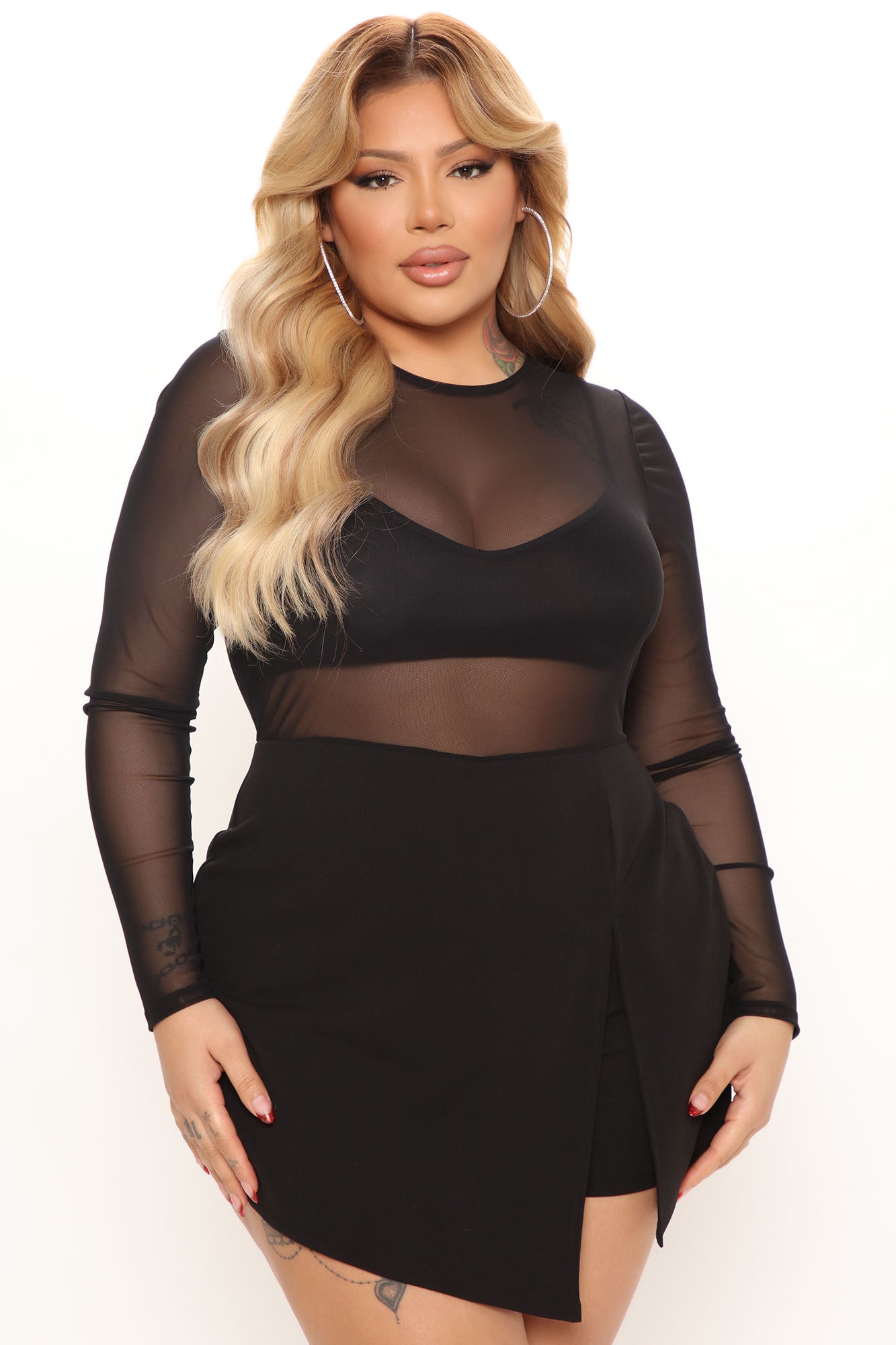 Blurred Lines Mesh Romper - Black - Image 6