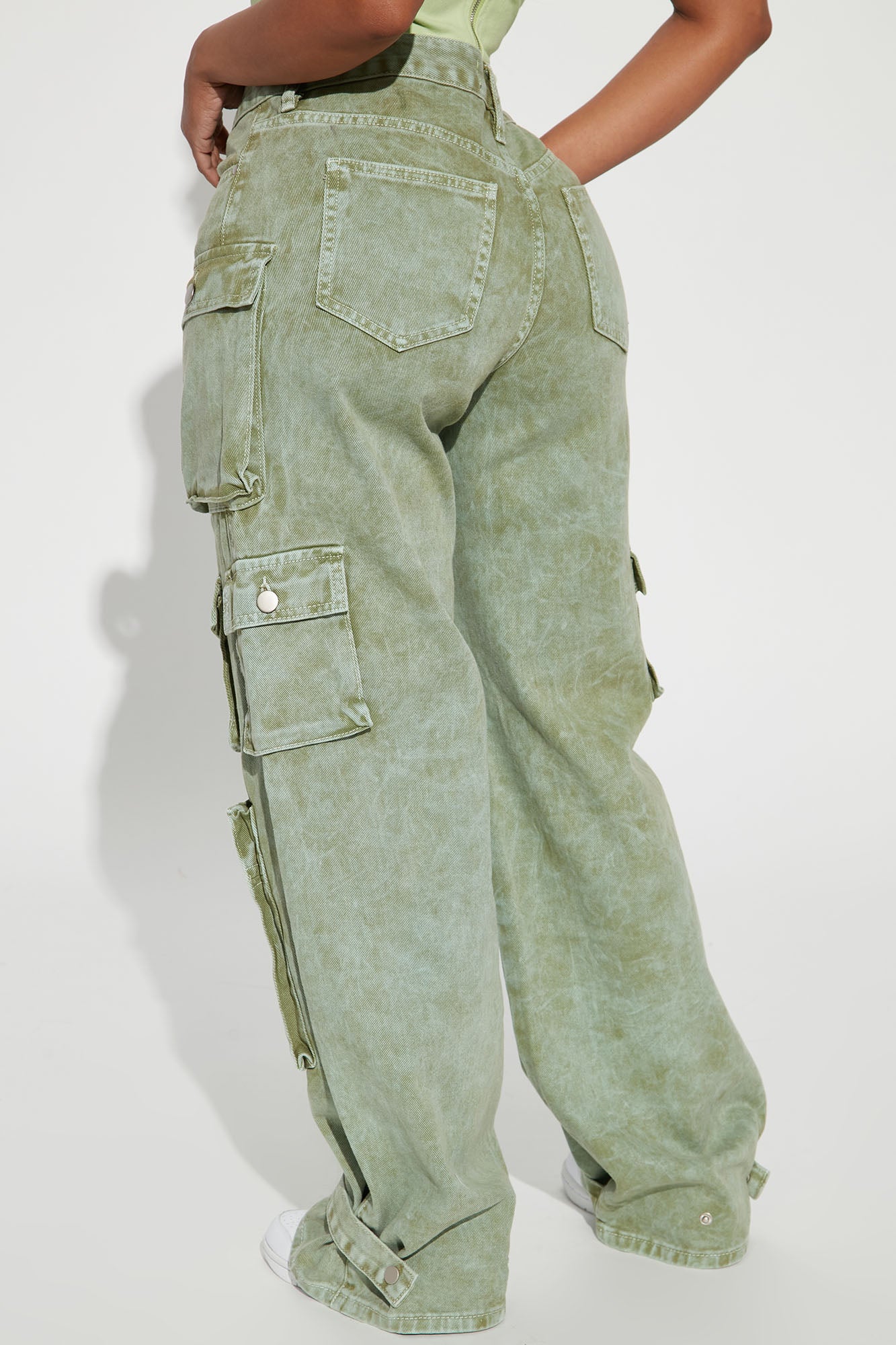 Billie Low Slung Cargo Jeans - Green - Image 5