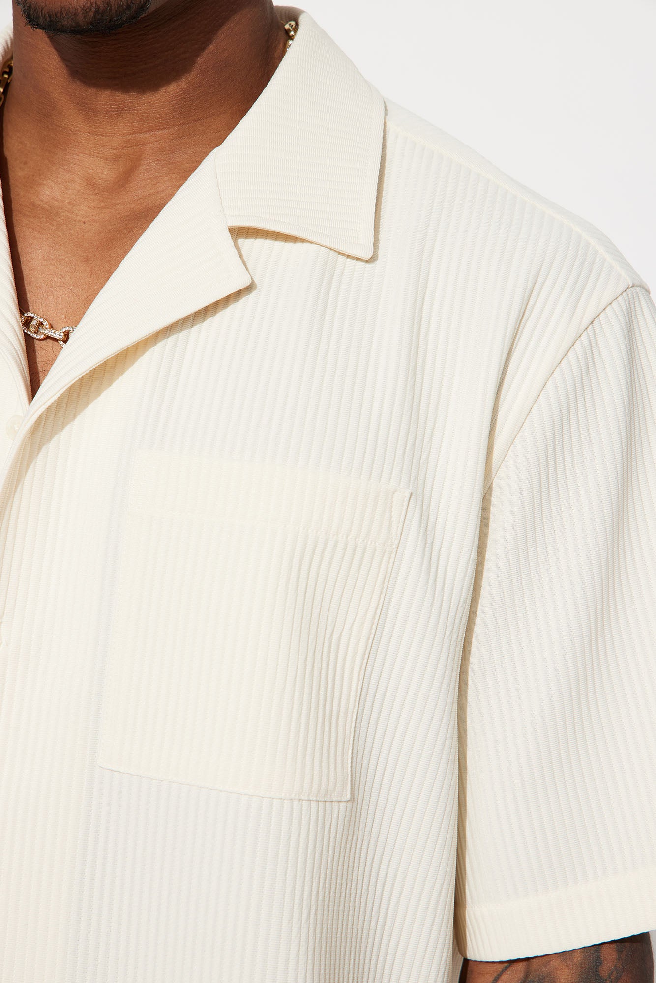Show Up Short Sleeve Cuban Shirt - Off White - Image 3
