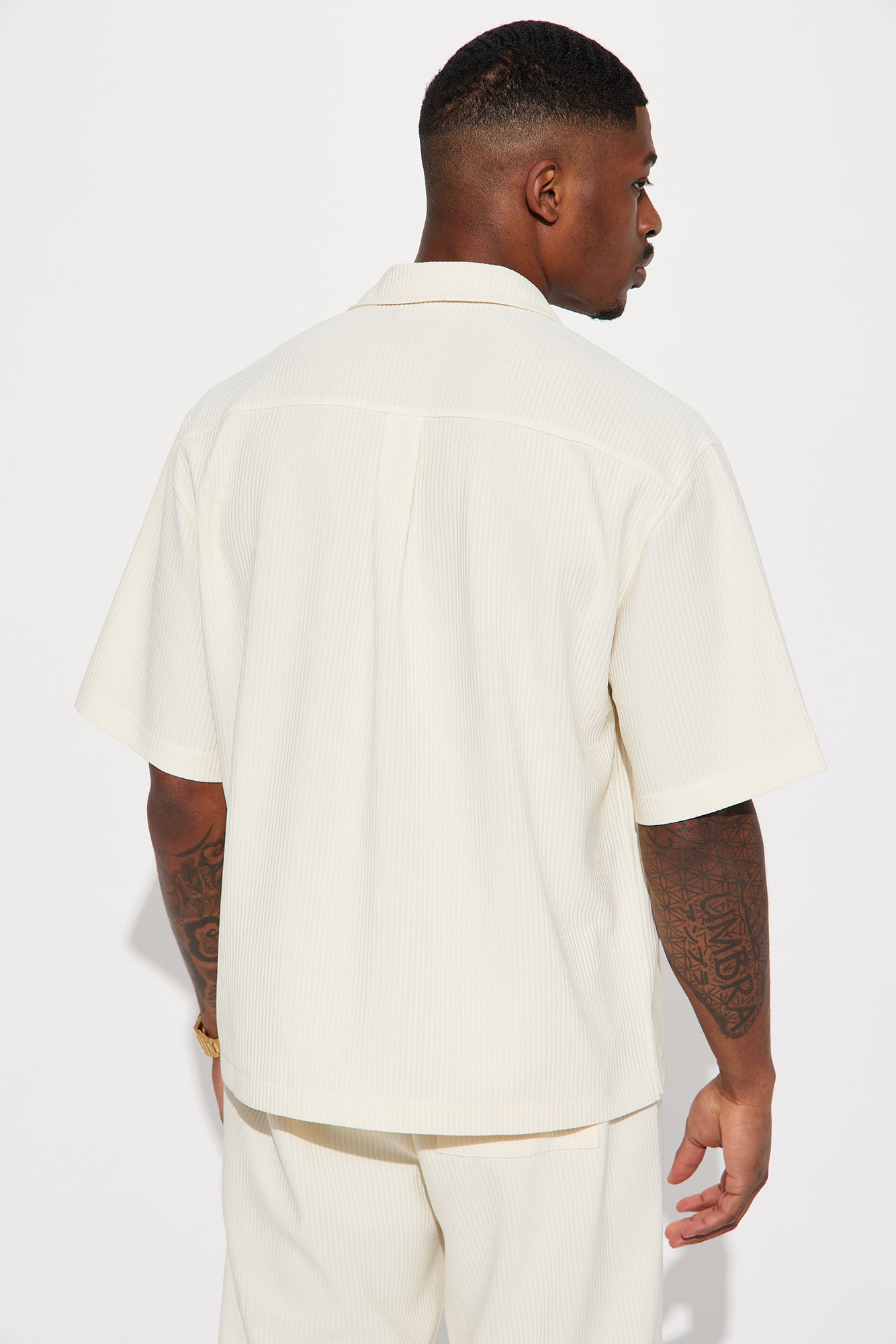 Show Up Short Sleeve Cuban Shirt - Off White - Image 4