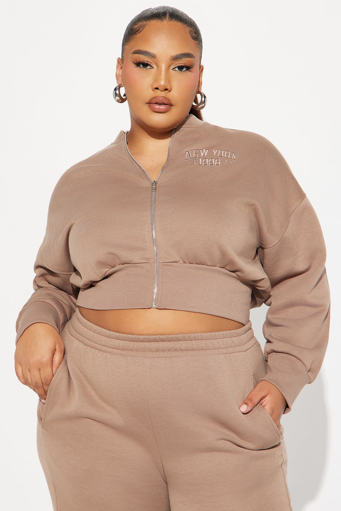 New York Fleece Pant Set - Mocha - Image 6