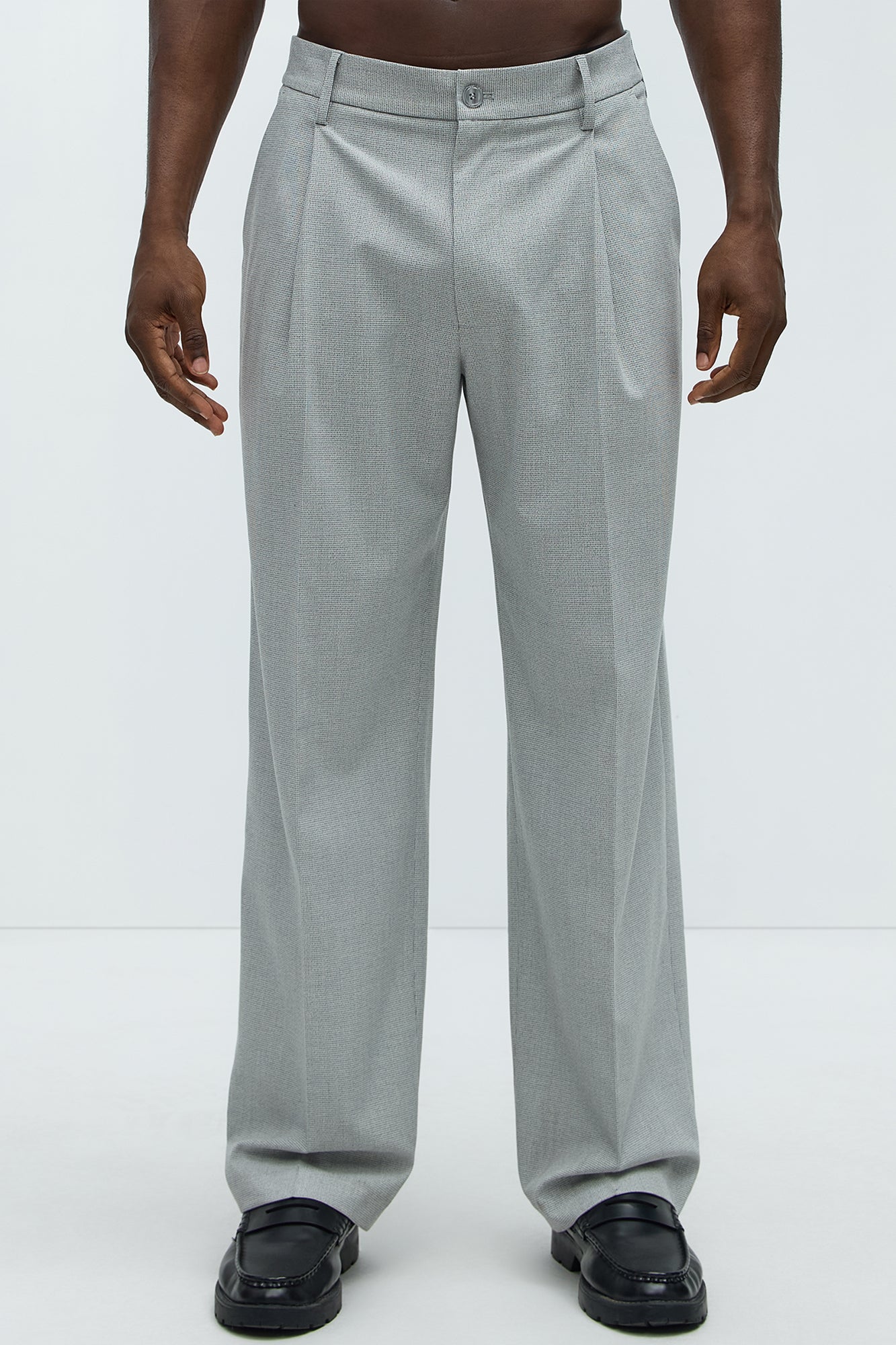 Wallace Houndstooth Texture Relaxed Tapered Trousers - Grey - Image 4