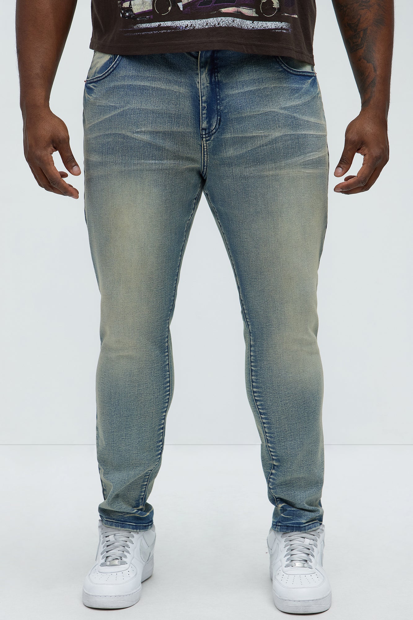 Crease Vintage Skinny Jeans - Vintage Blue Wash - Image 6