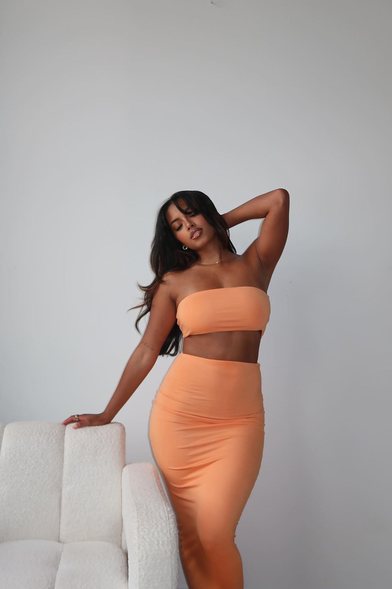 Another Time Double Lined Skirt Set - Orange - Image 4