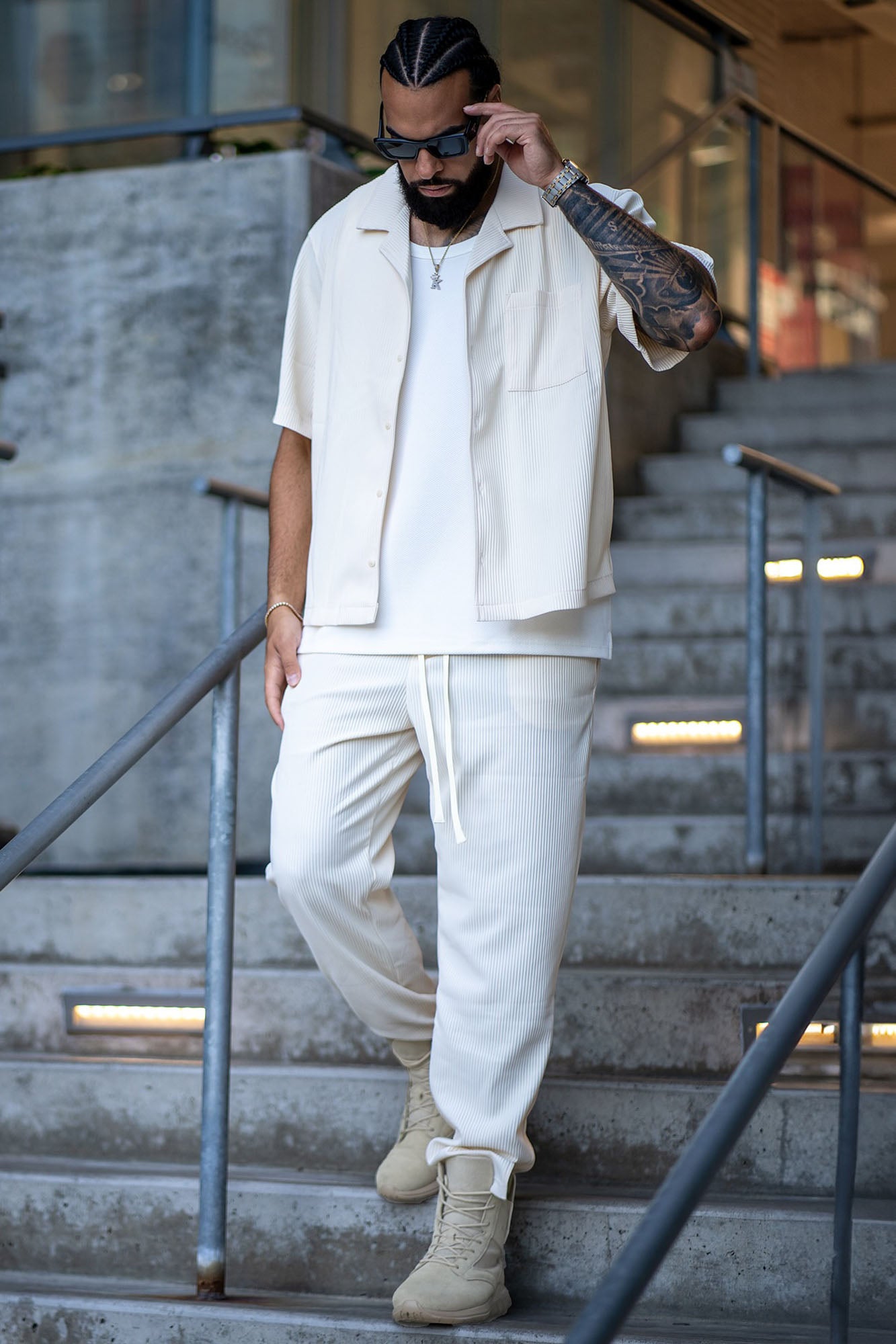 Show Up Short Sleeve Cuban Shirt - Off White - Image 5